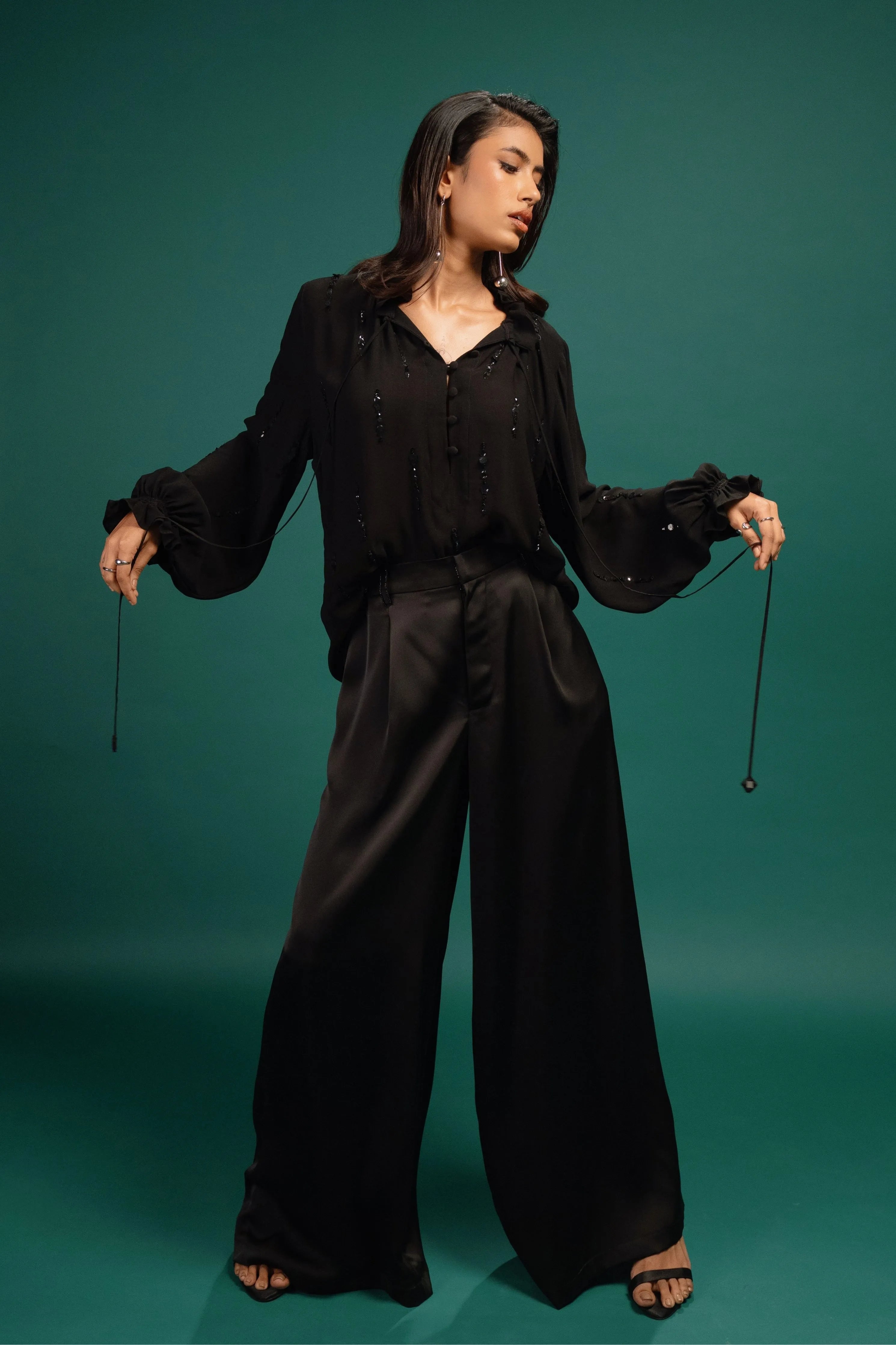 Ebony Sequin Georgette Blouse
