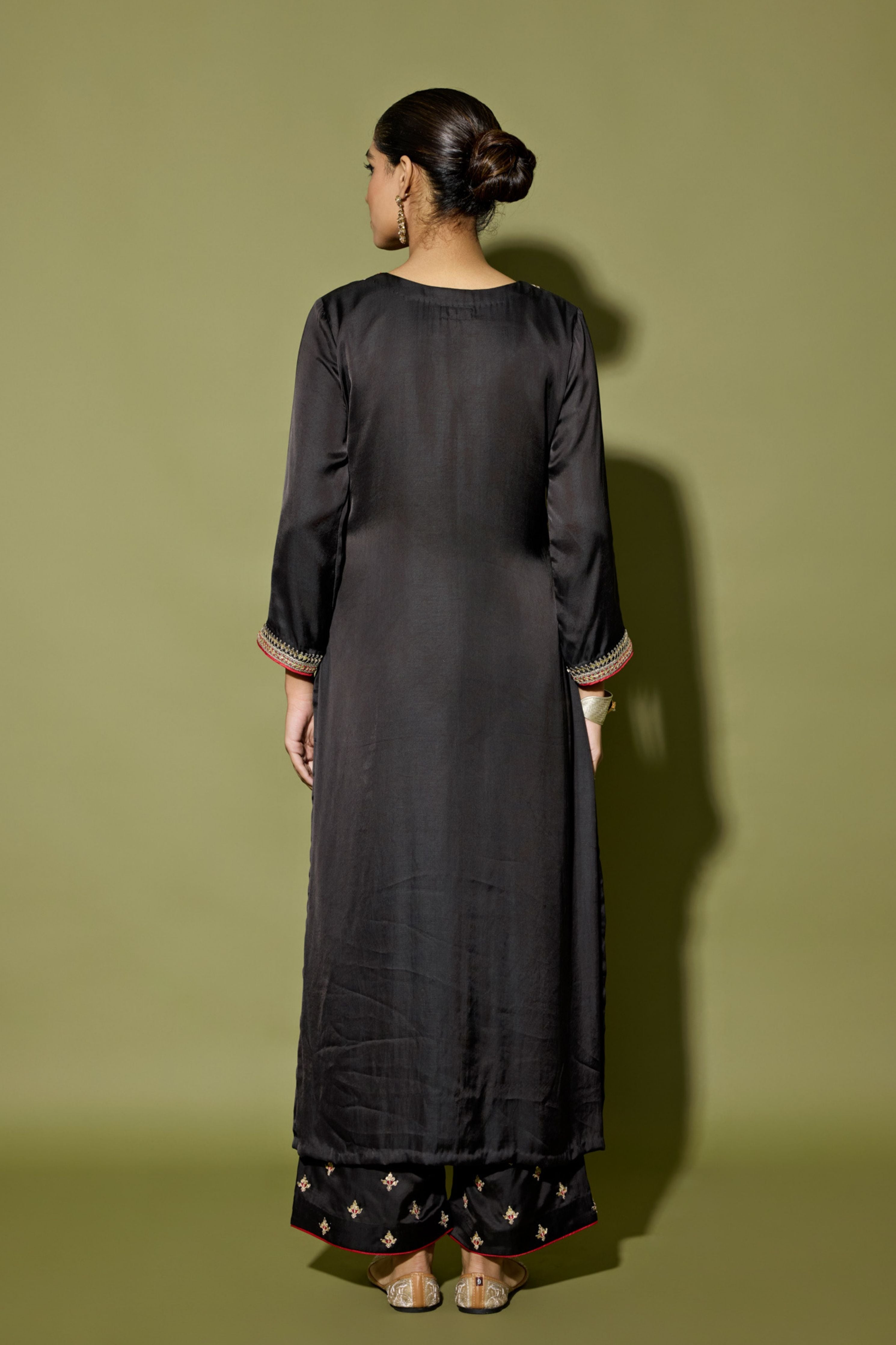Black Hand Embroidered Kurta Set
