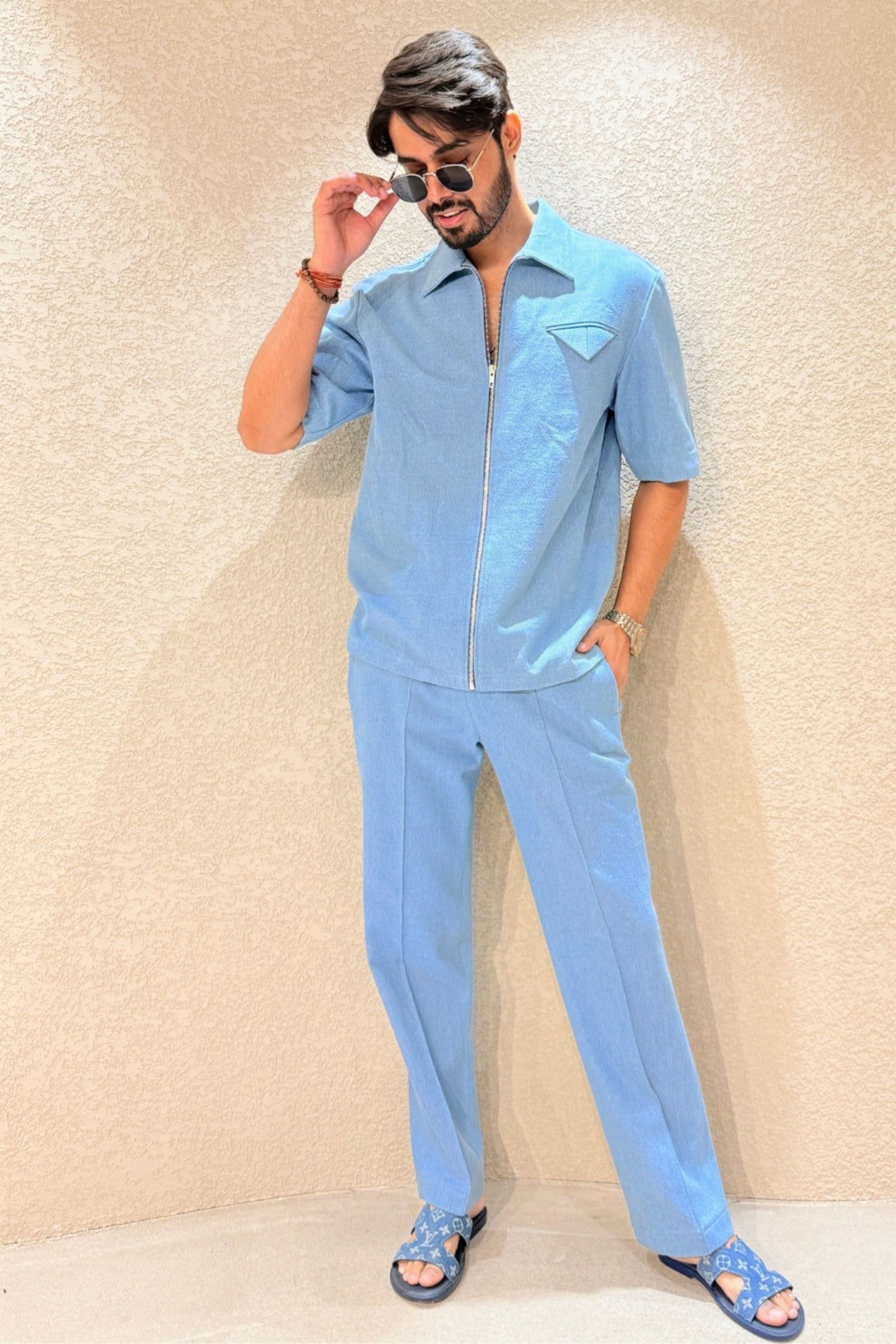 Blue Haze Zipper Co-Ord Set