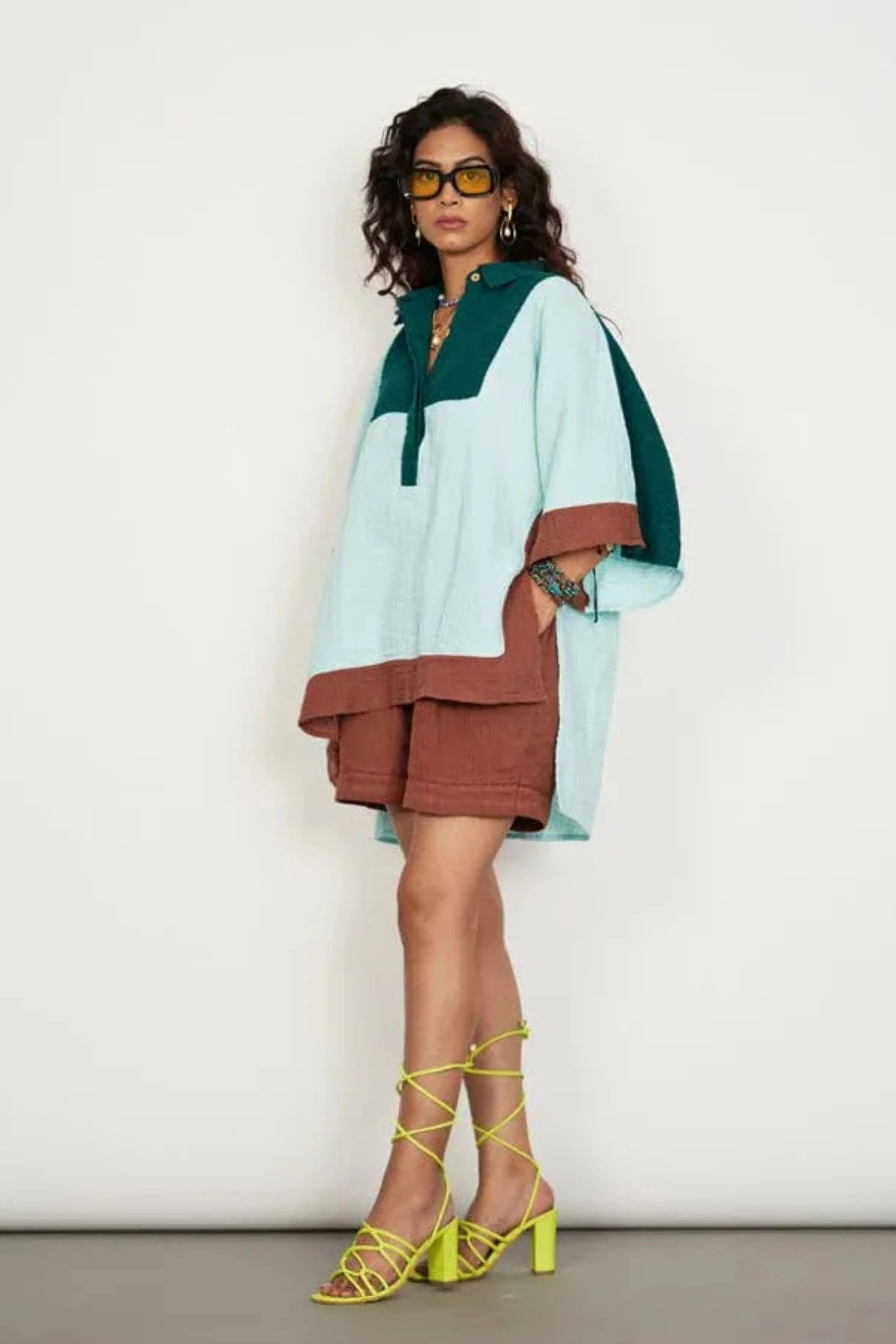 Haya Aqua Mini Kaftan Co-ord Shorts