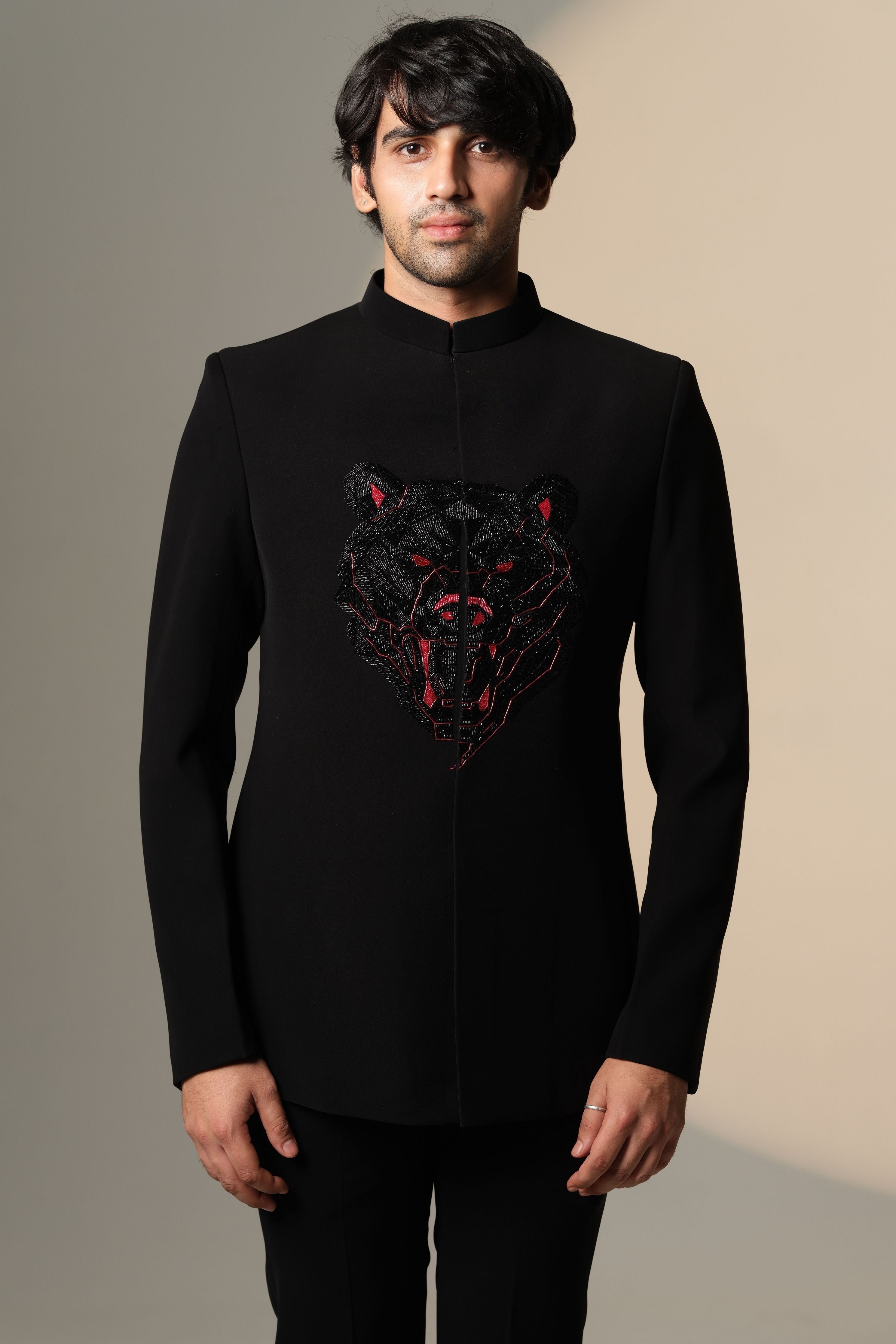 Bandhgala With Bear Red Eyes On  Center