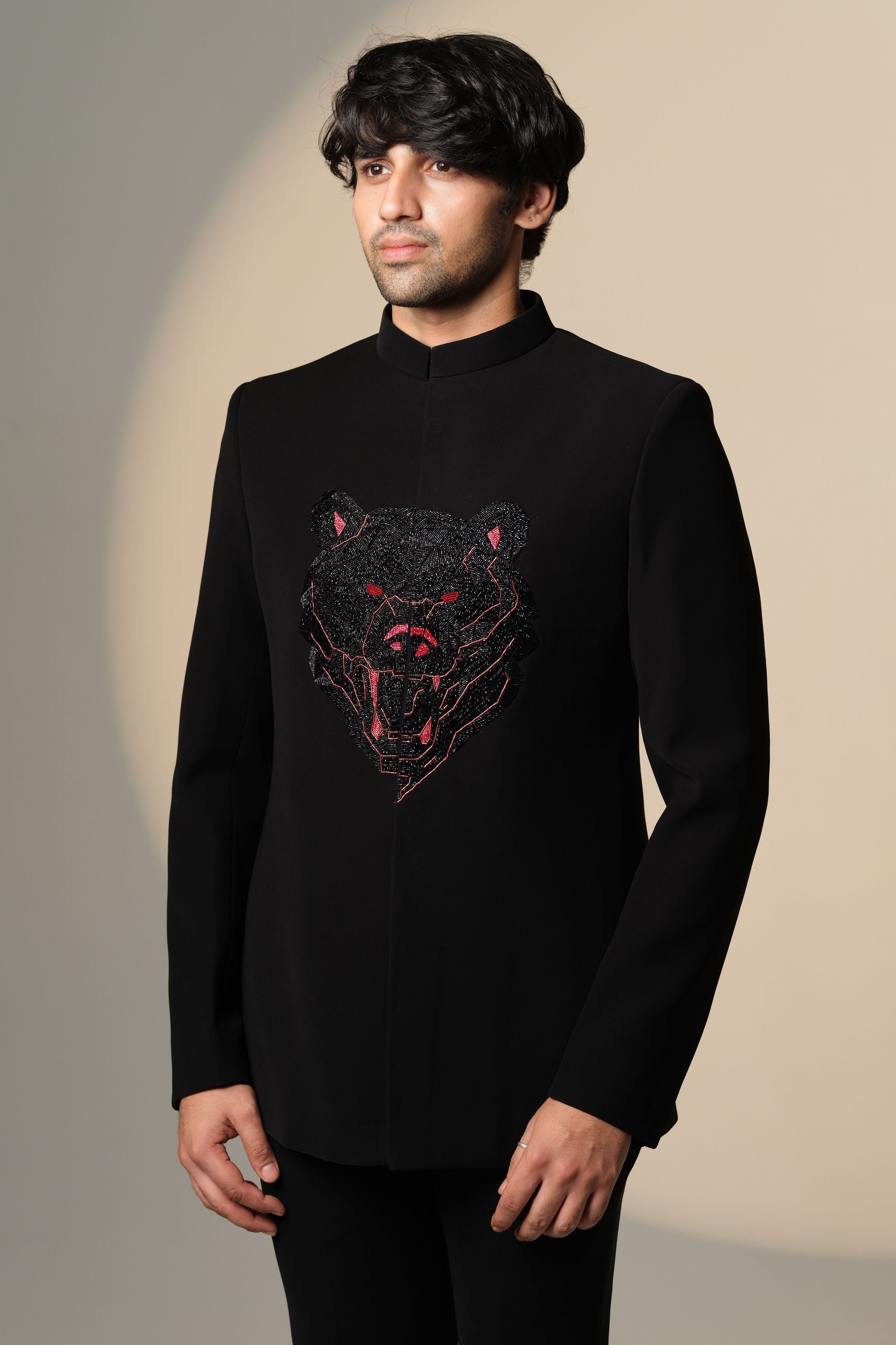 Bandhgala With Bear Red Eyes On  Center