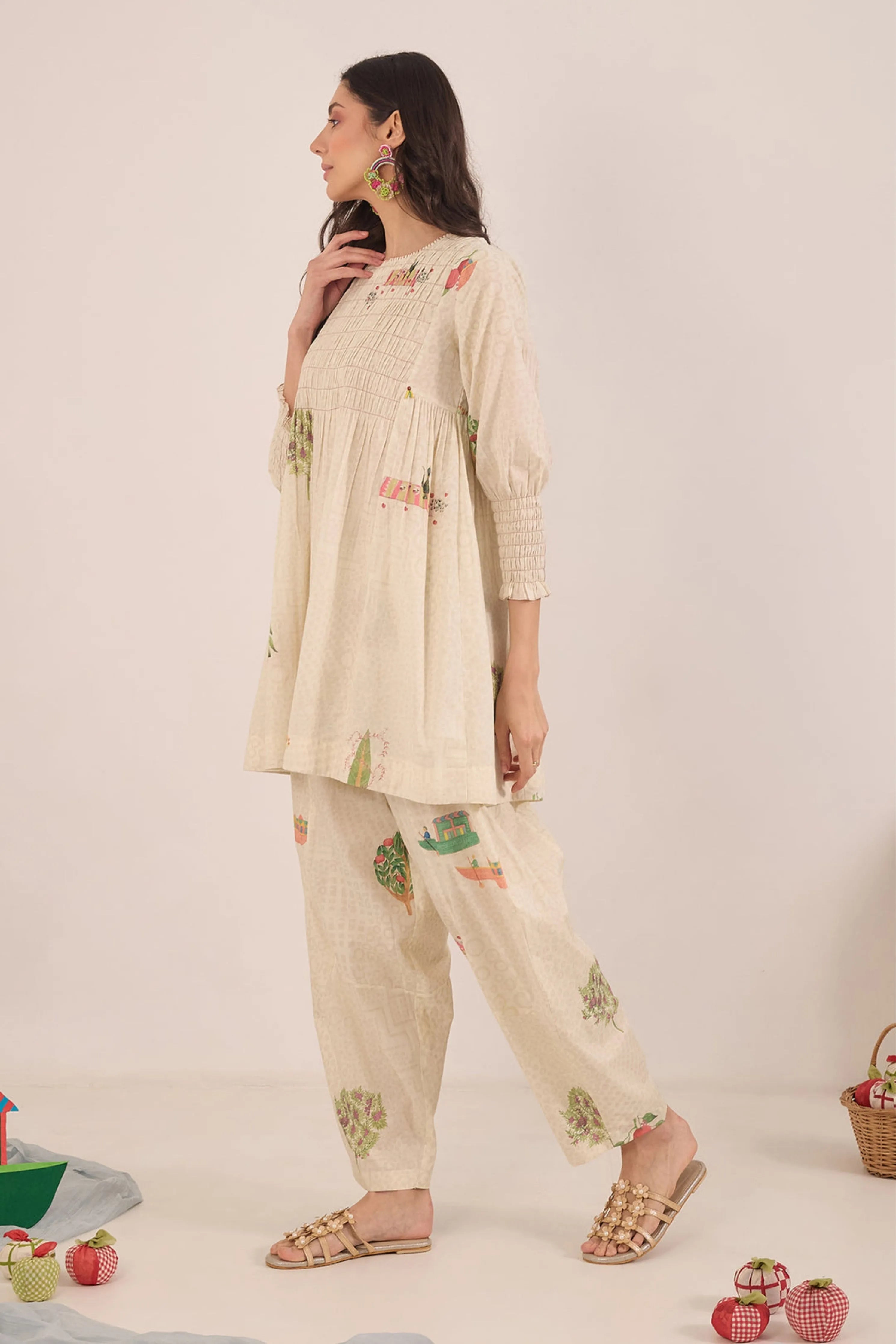 Gulposh Smocking Cotton Co-Ord Set