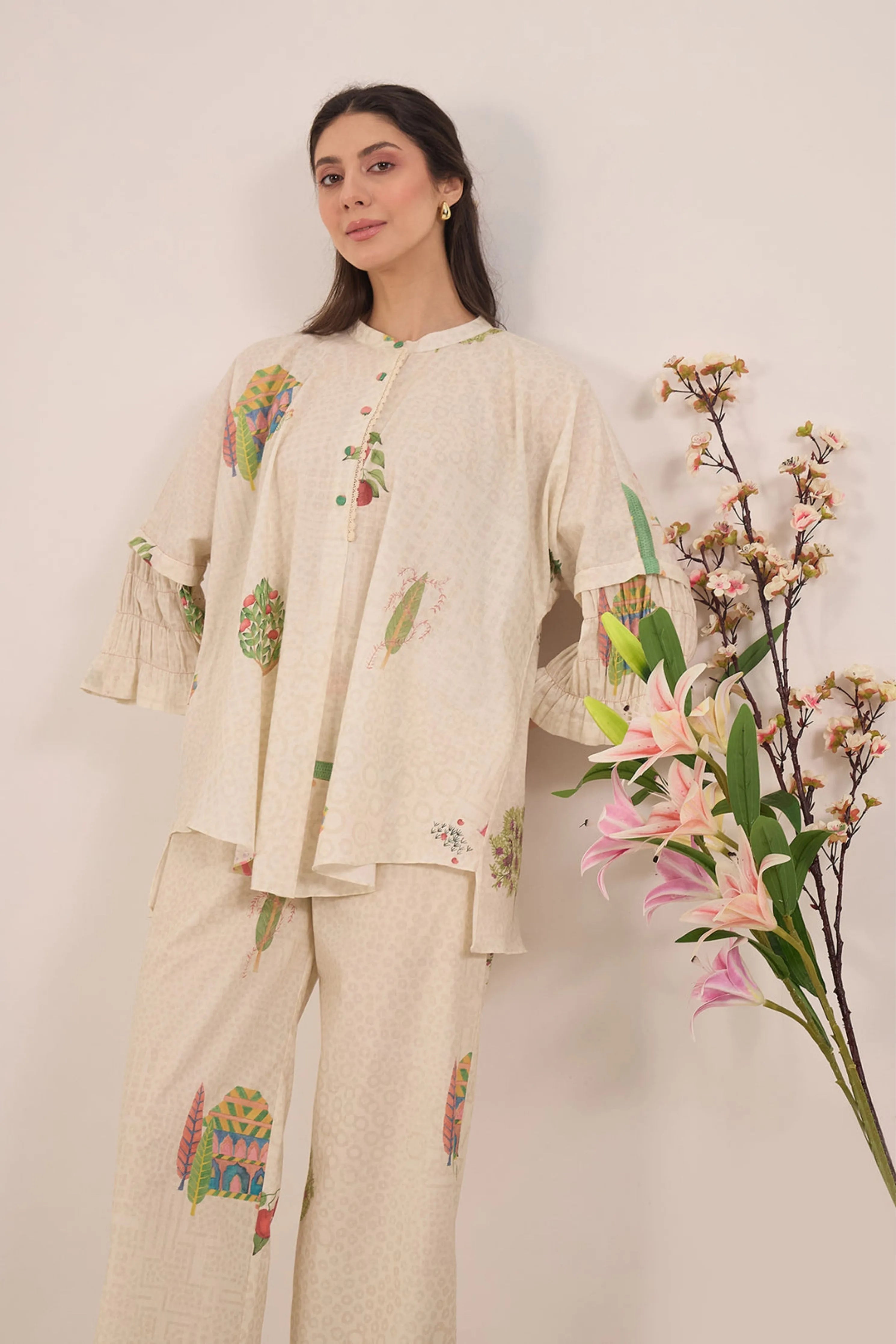 Gulposh Cotton Raglan Sleeve With Boat Pant Co-Ord Set