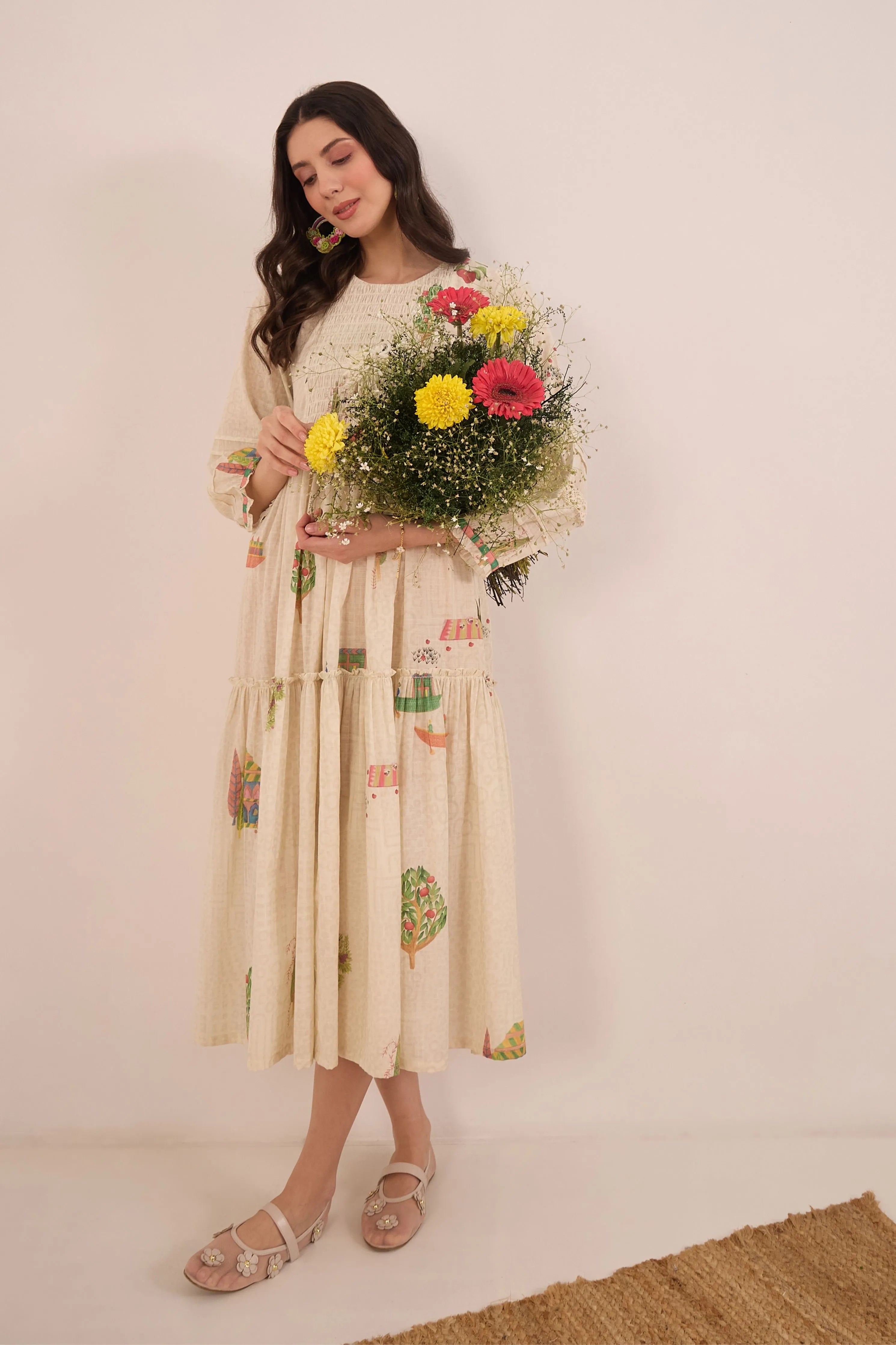 Gulposh Smocking Midi Dress