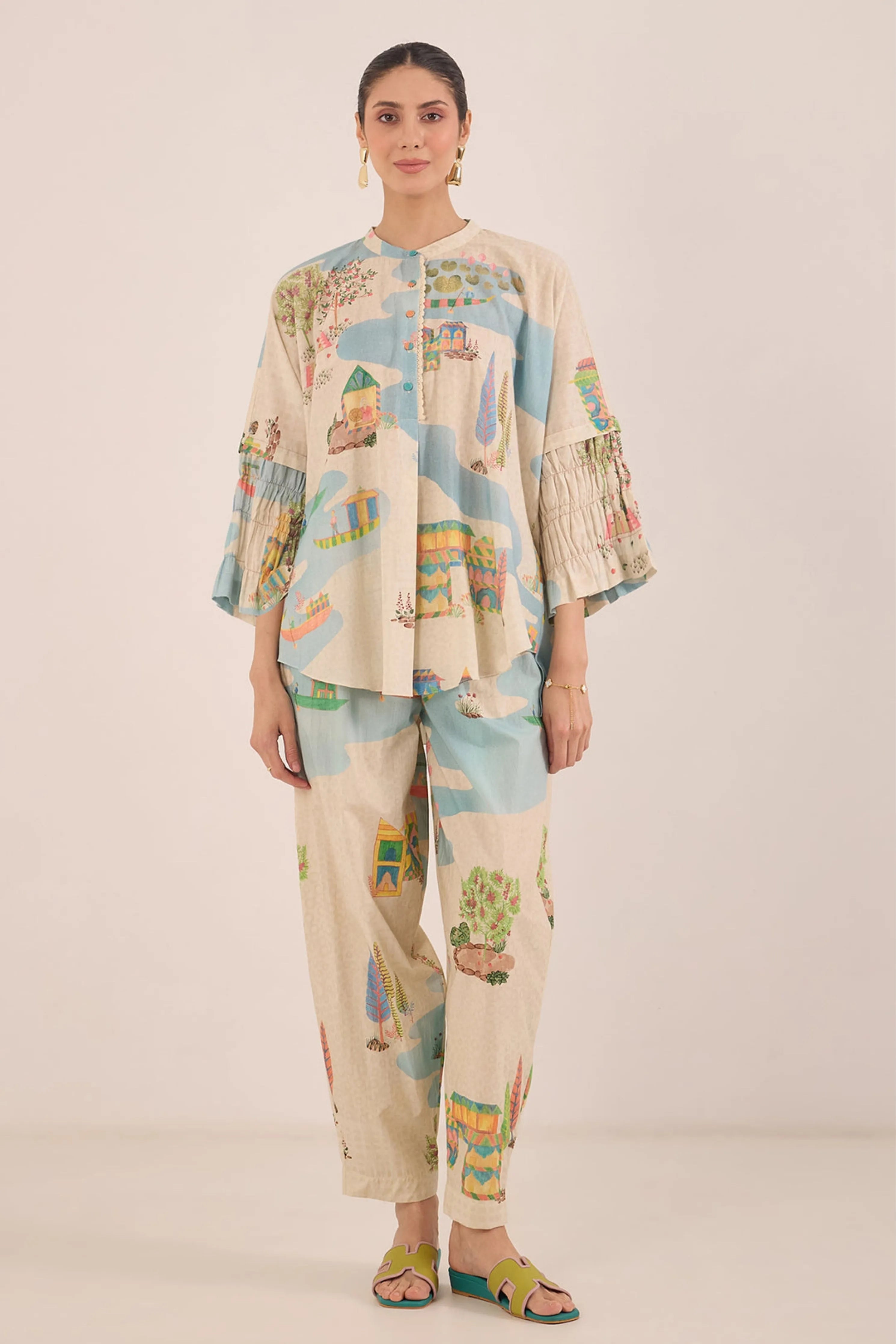 Safar Kimono With Boat Pants Co-Ord Set