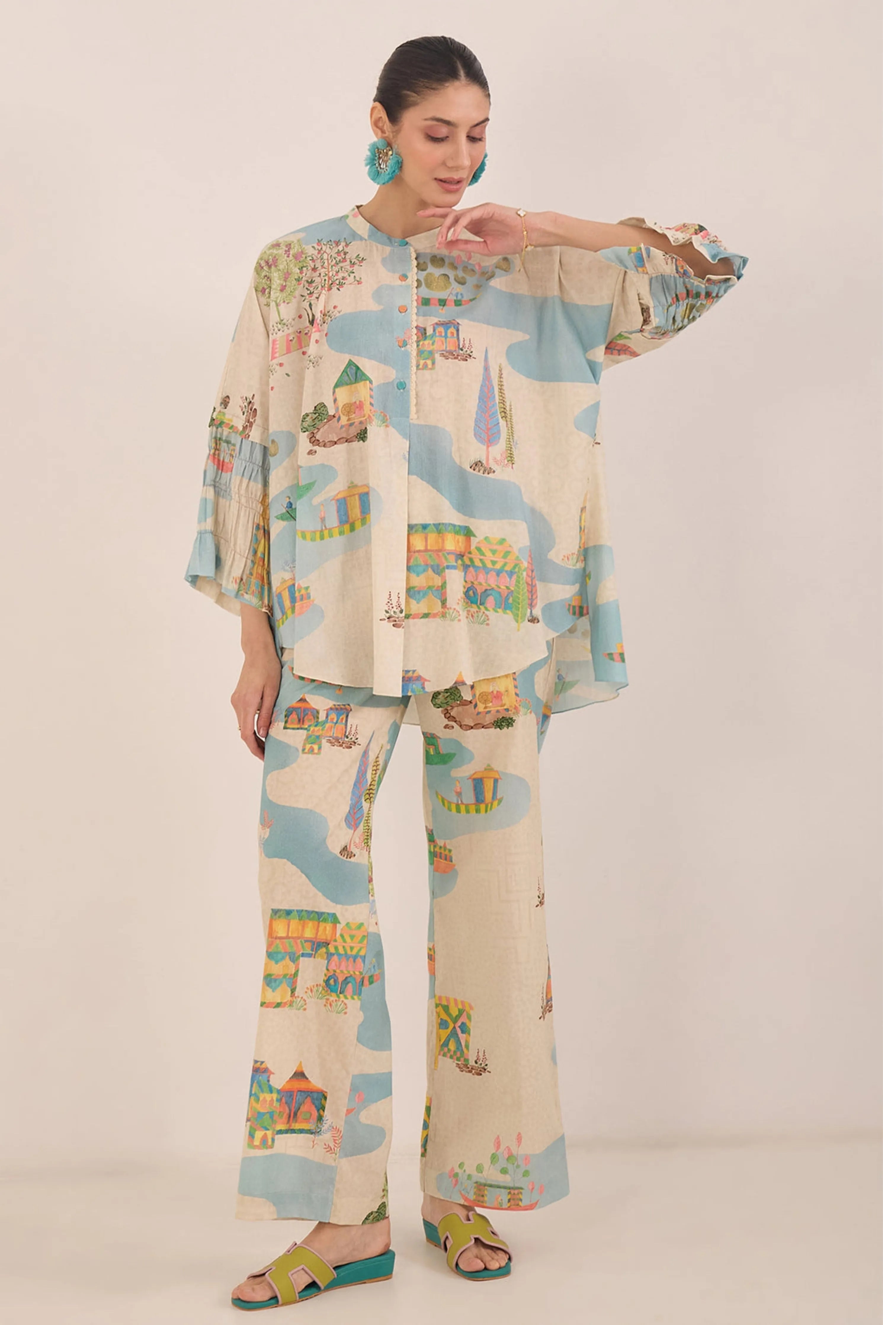 Safar Kimono With Boat Pants Co-Ord Set