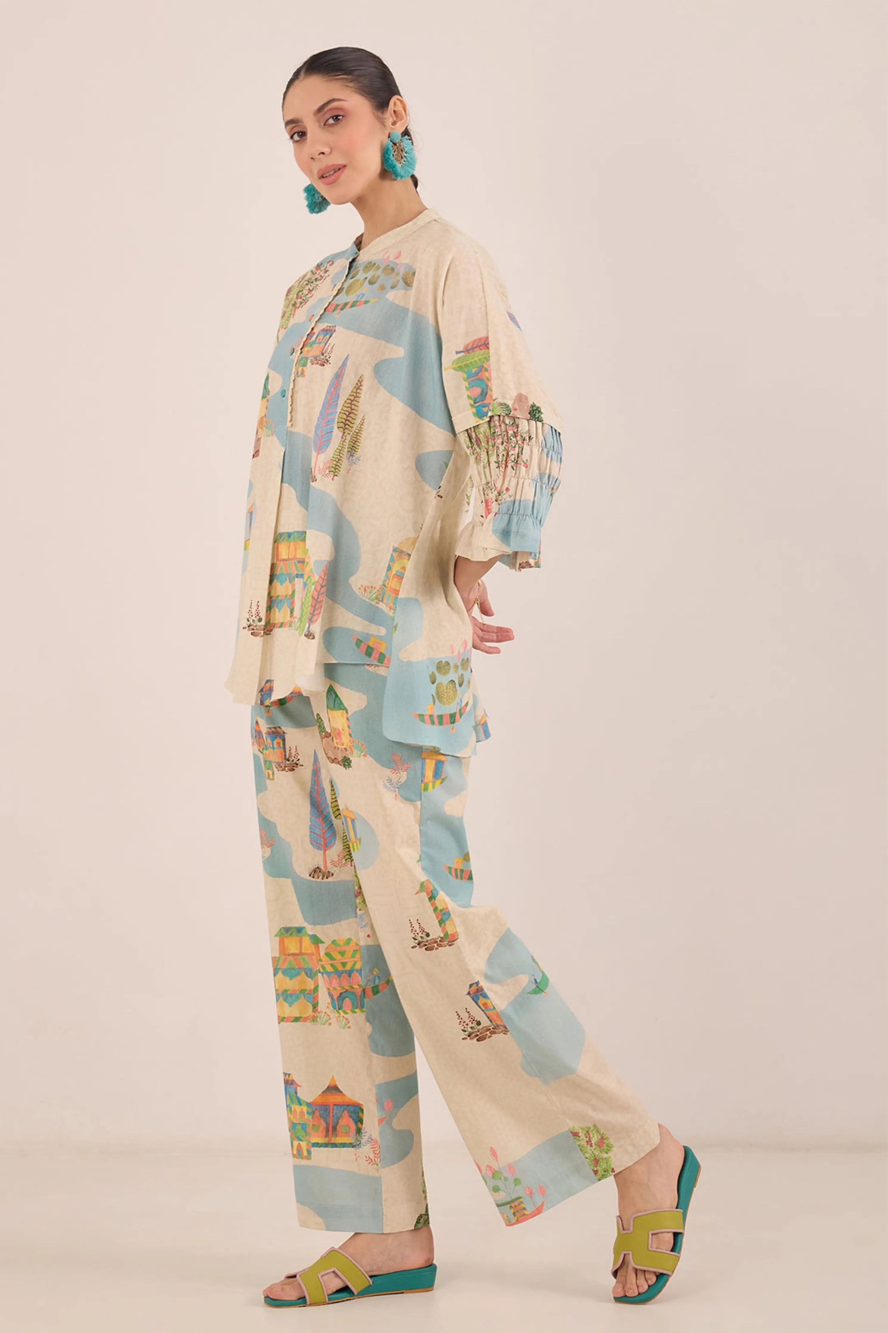 Safar Kimono With Boat Pants Co-Ord Set