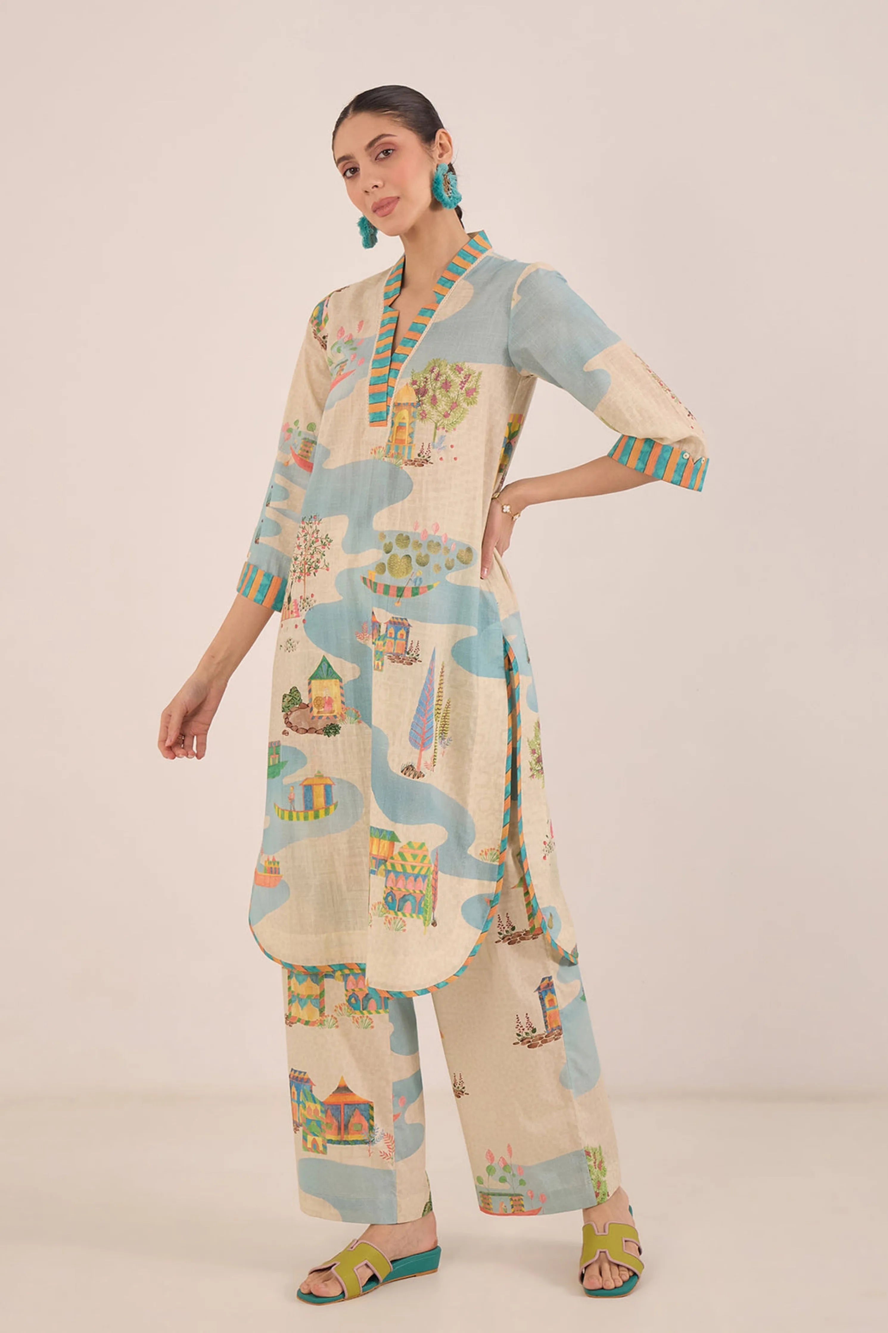 Safar V-Neck Kurta Co-Ord Set