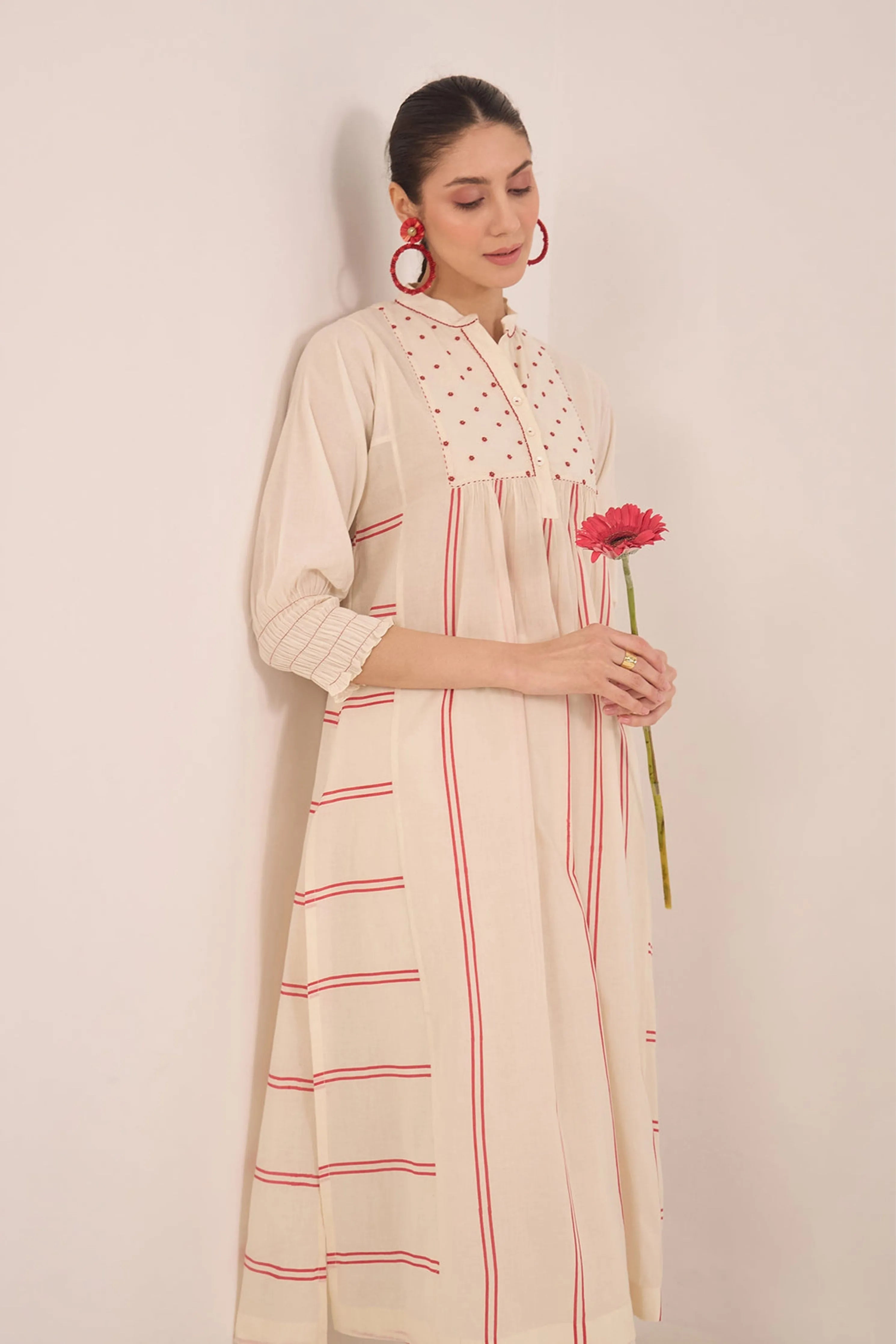 Zoon Ivory Bead  Stripe Kurta Set