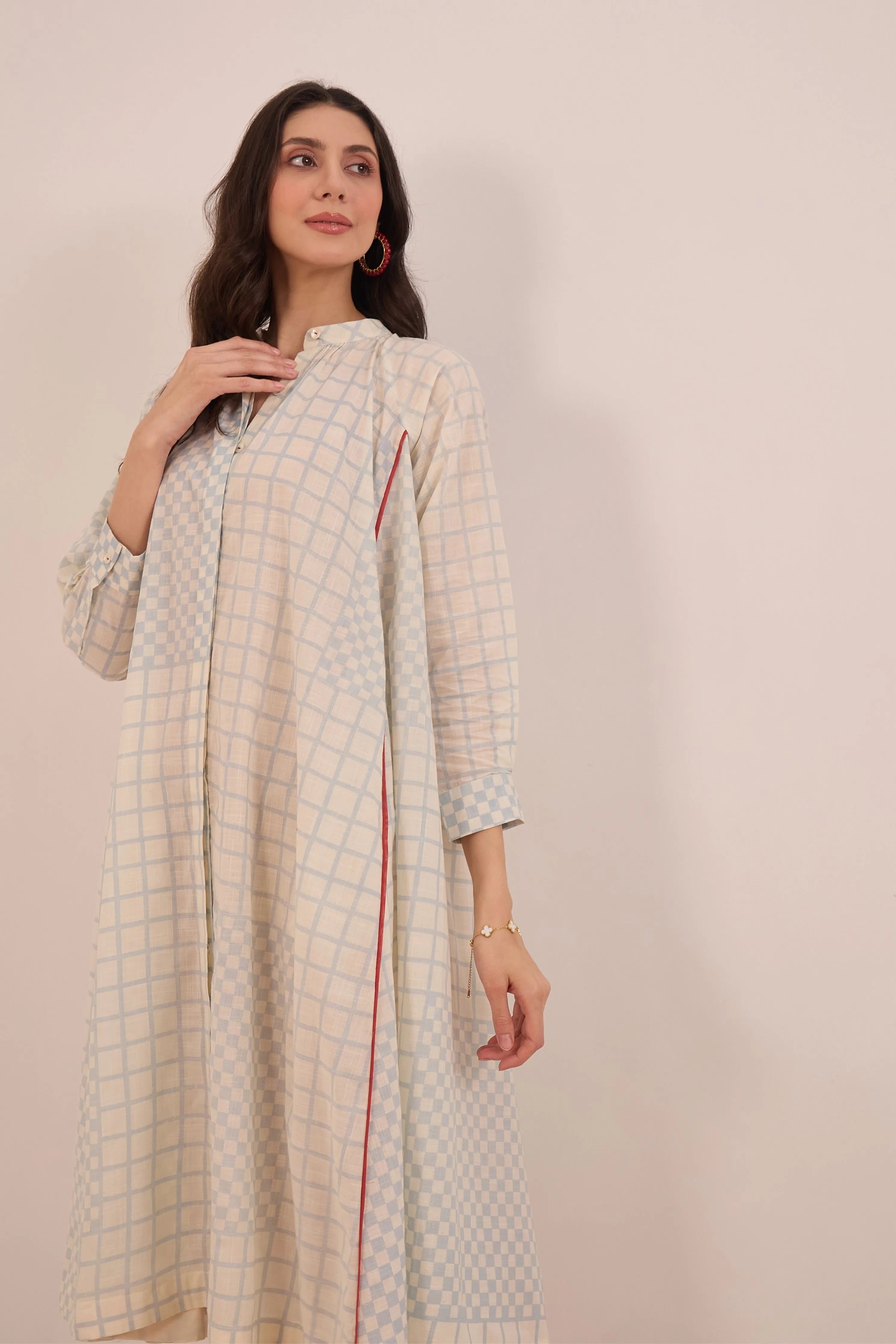 Sheen Check Midi Dress