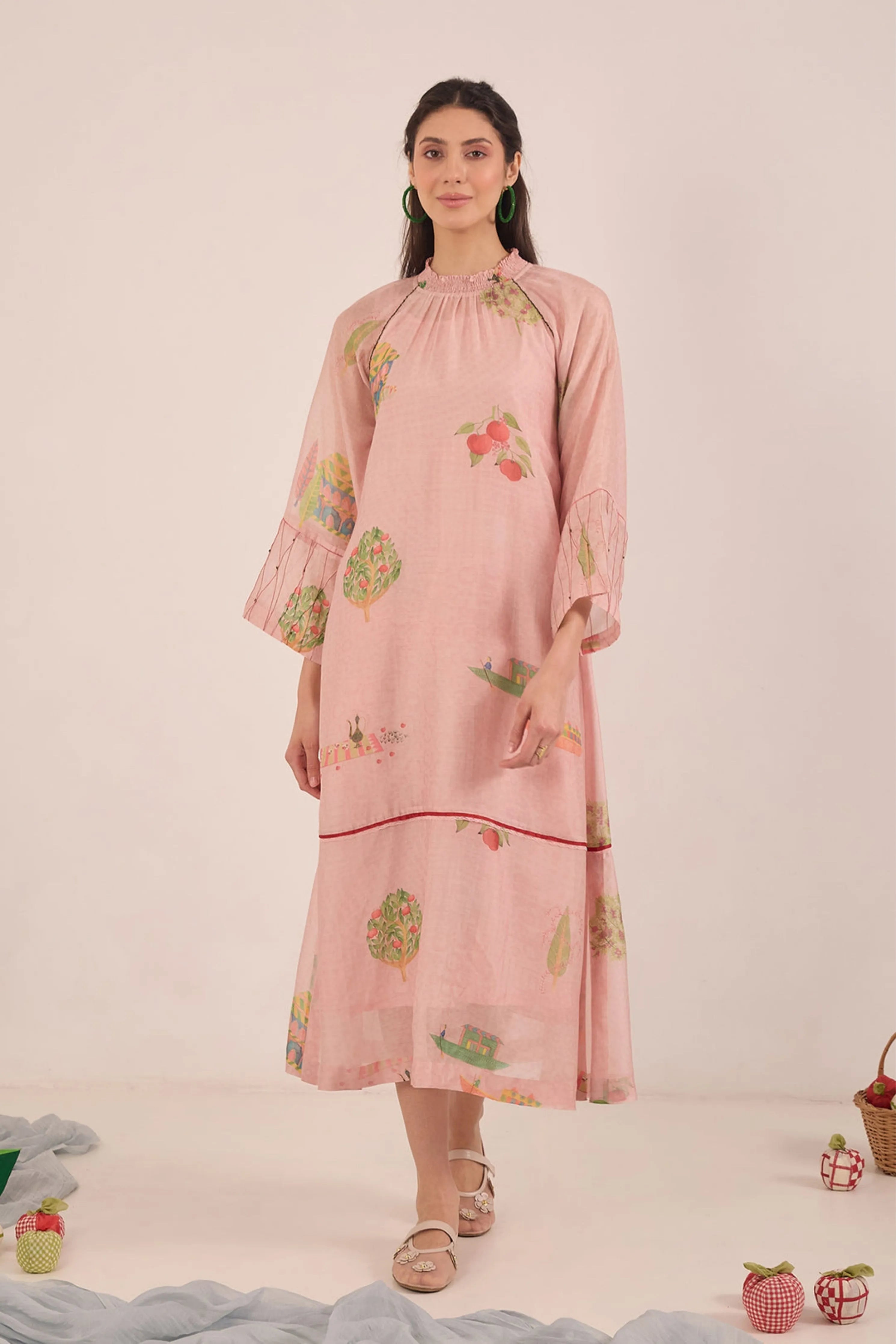 Gulposh Silk Raglan Dress