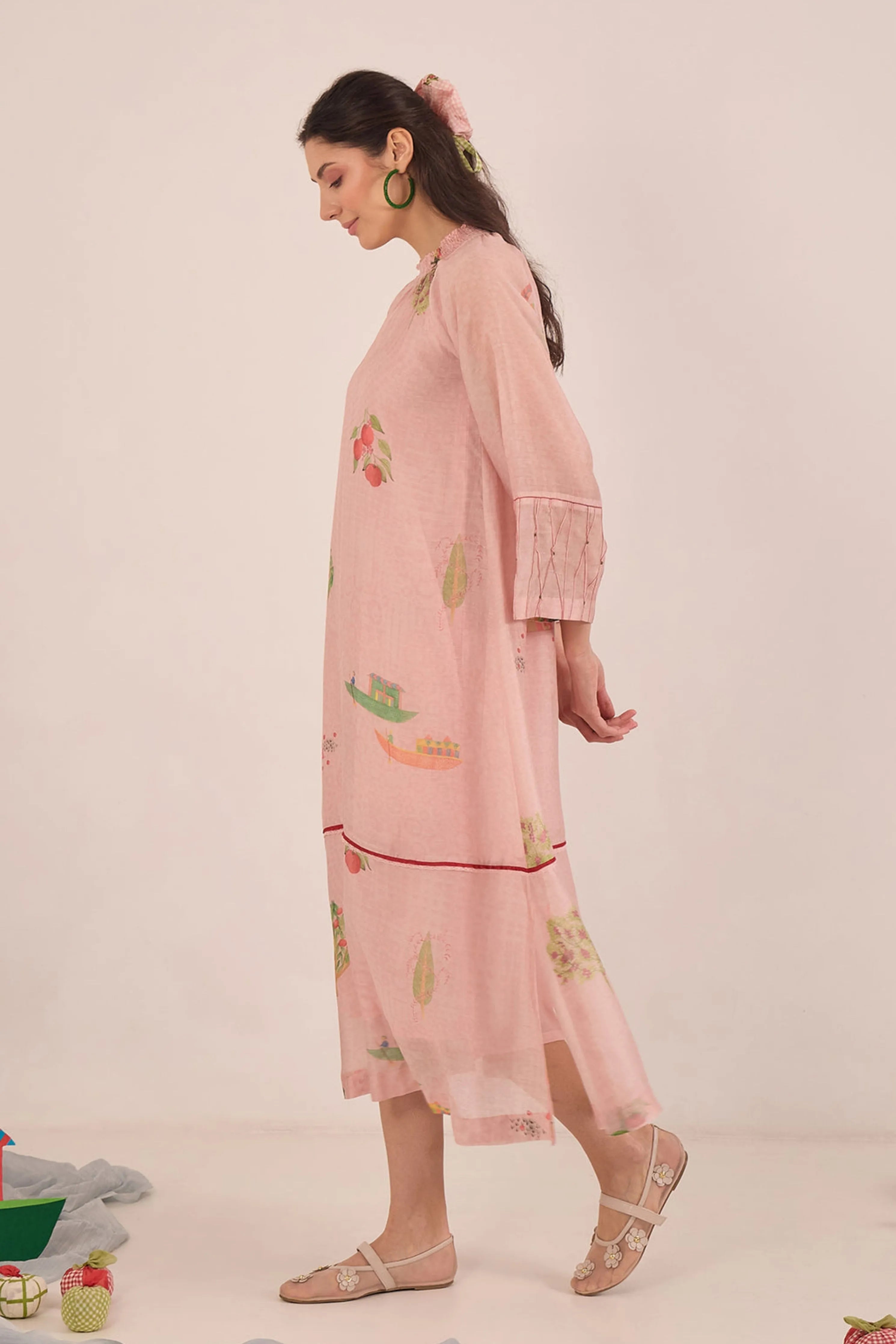 Gulposh Silk Raglan Dress