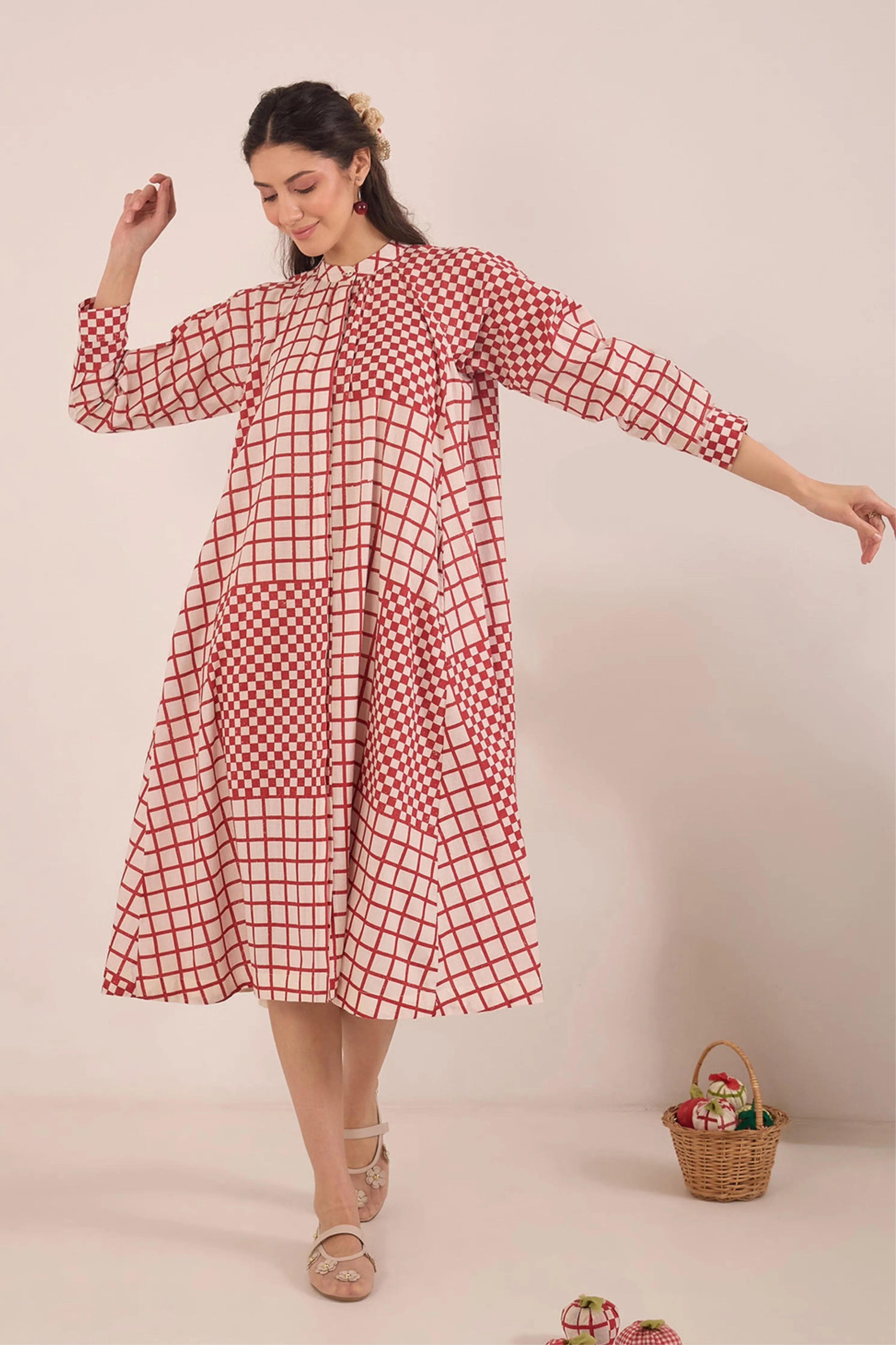 Aarol Check Midi Dress
