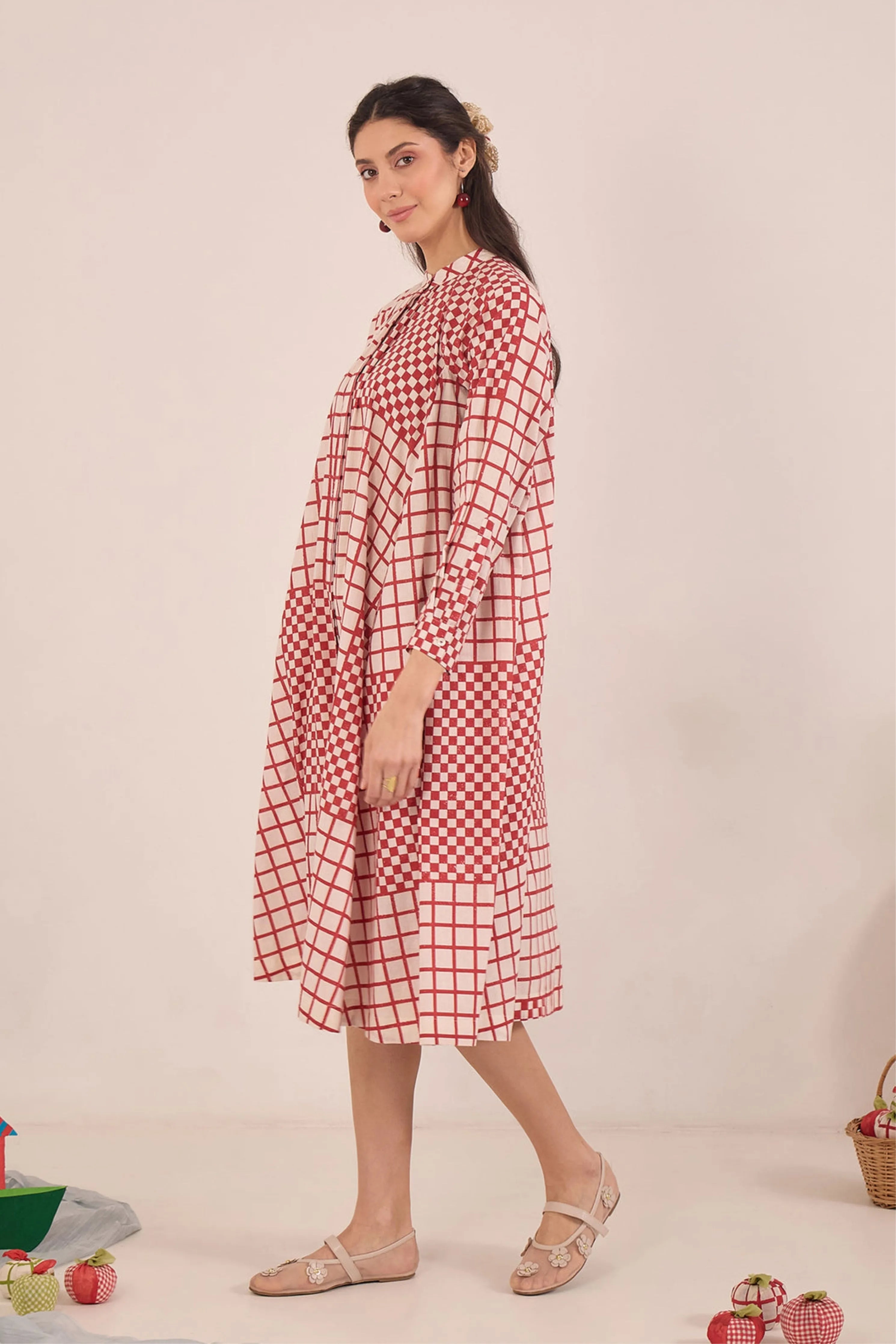 Aarol Check Midi Dress