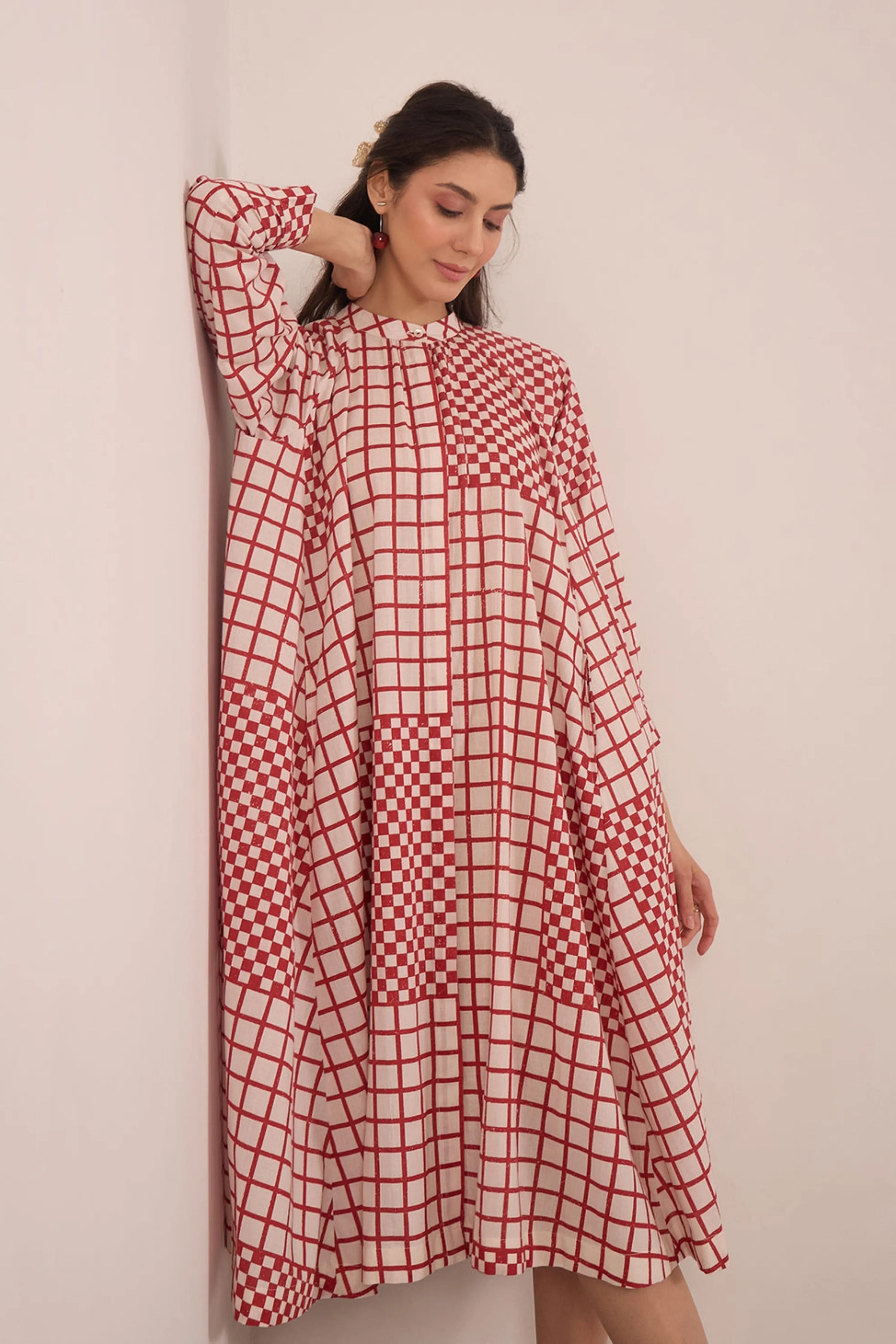 Aarol Check Midi Dress