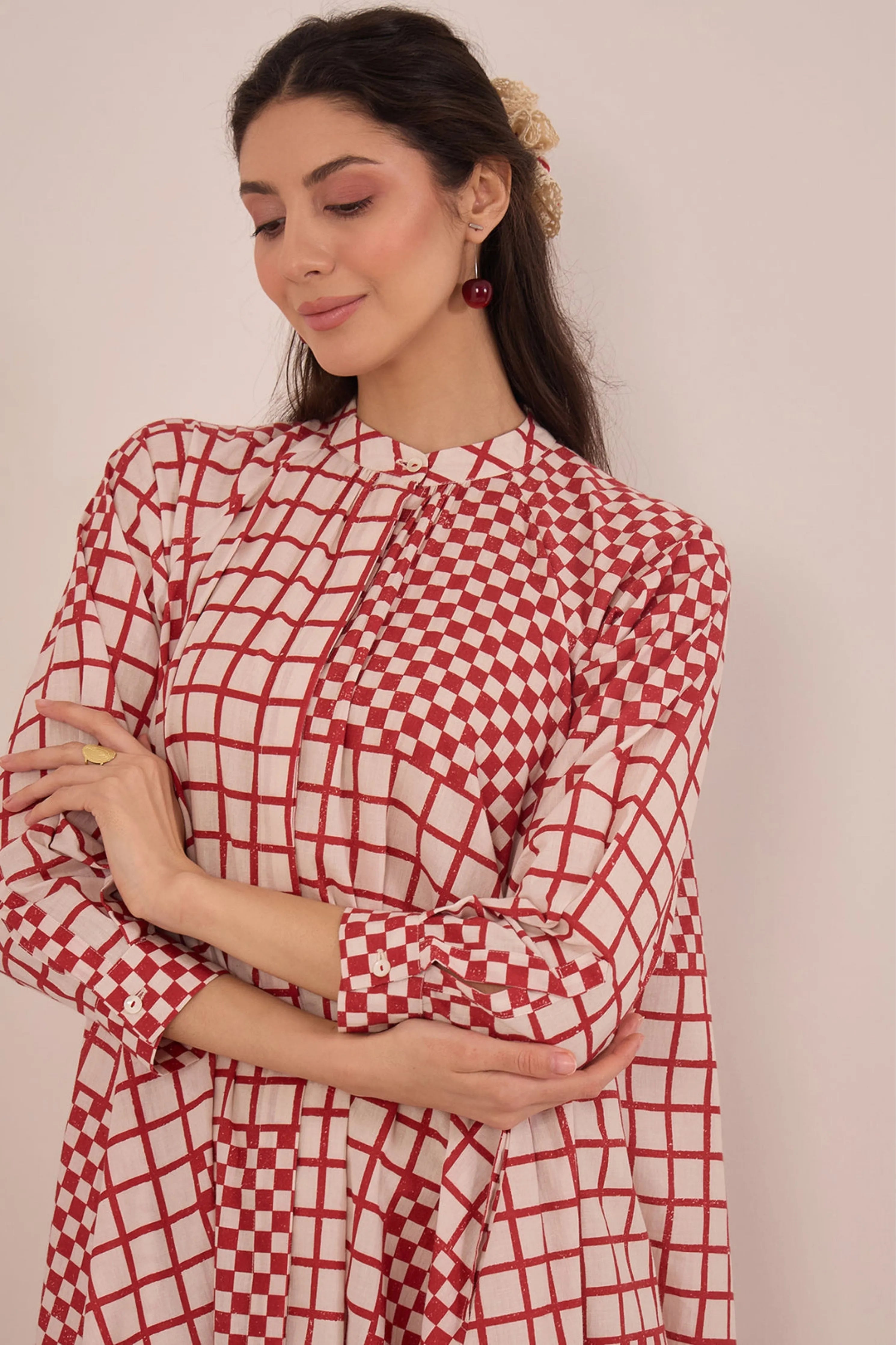 Aarol Check Midi Dress