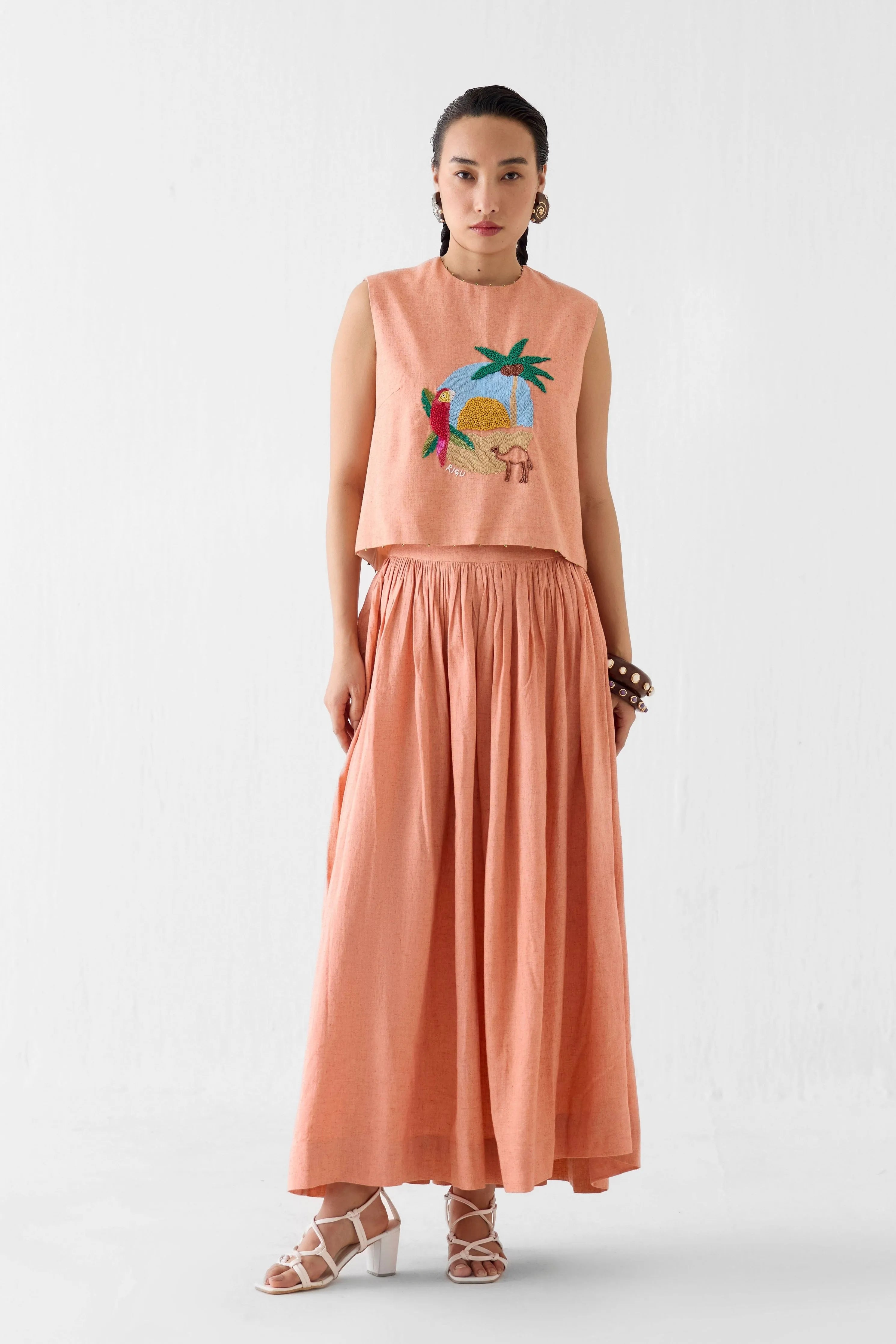 Sahara Linen Crop Top & Skirt Co-Ord Set
