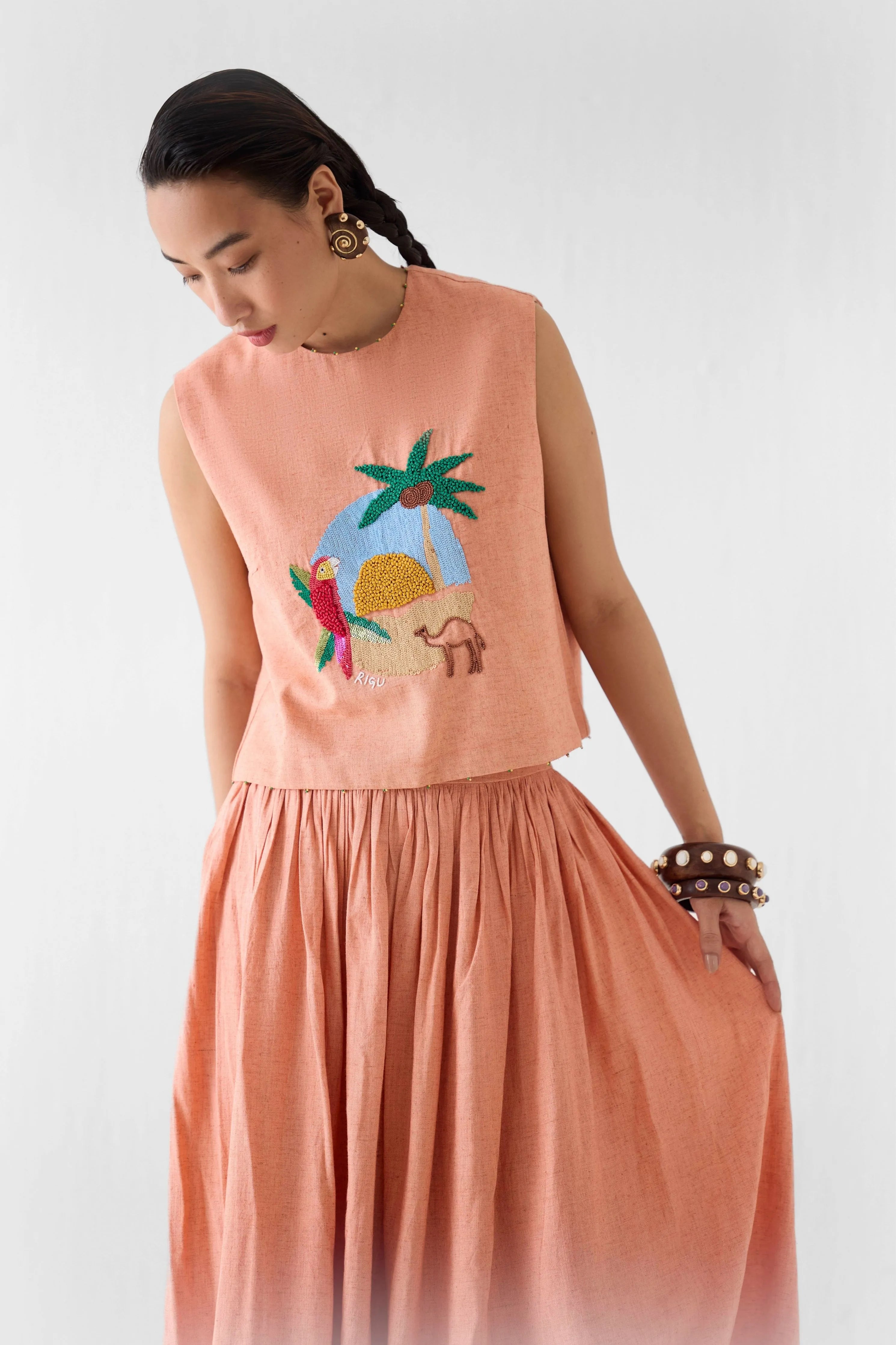 Sahara Linen Crop Top & Skirt Co-Ord Set