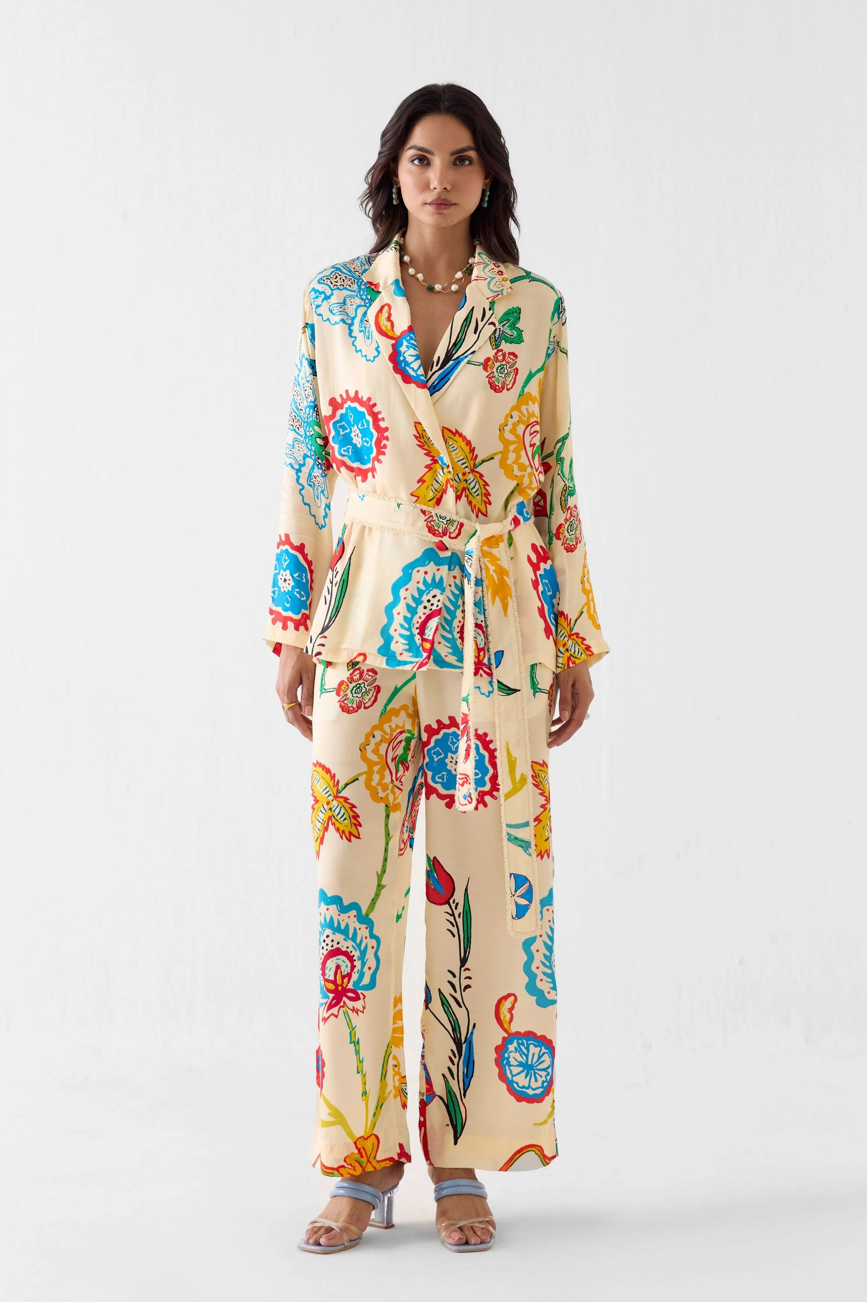 Sanganer Blazer Shirt & Trousers Co-Ord Set