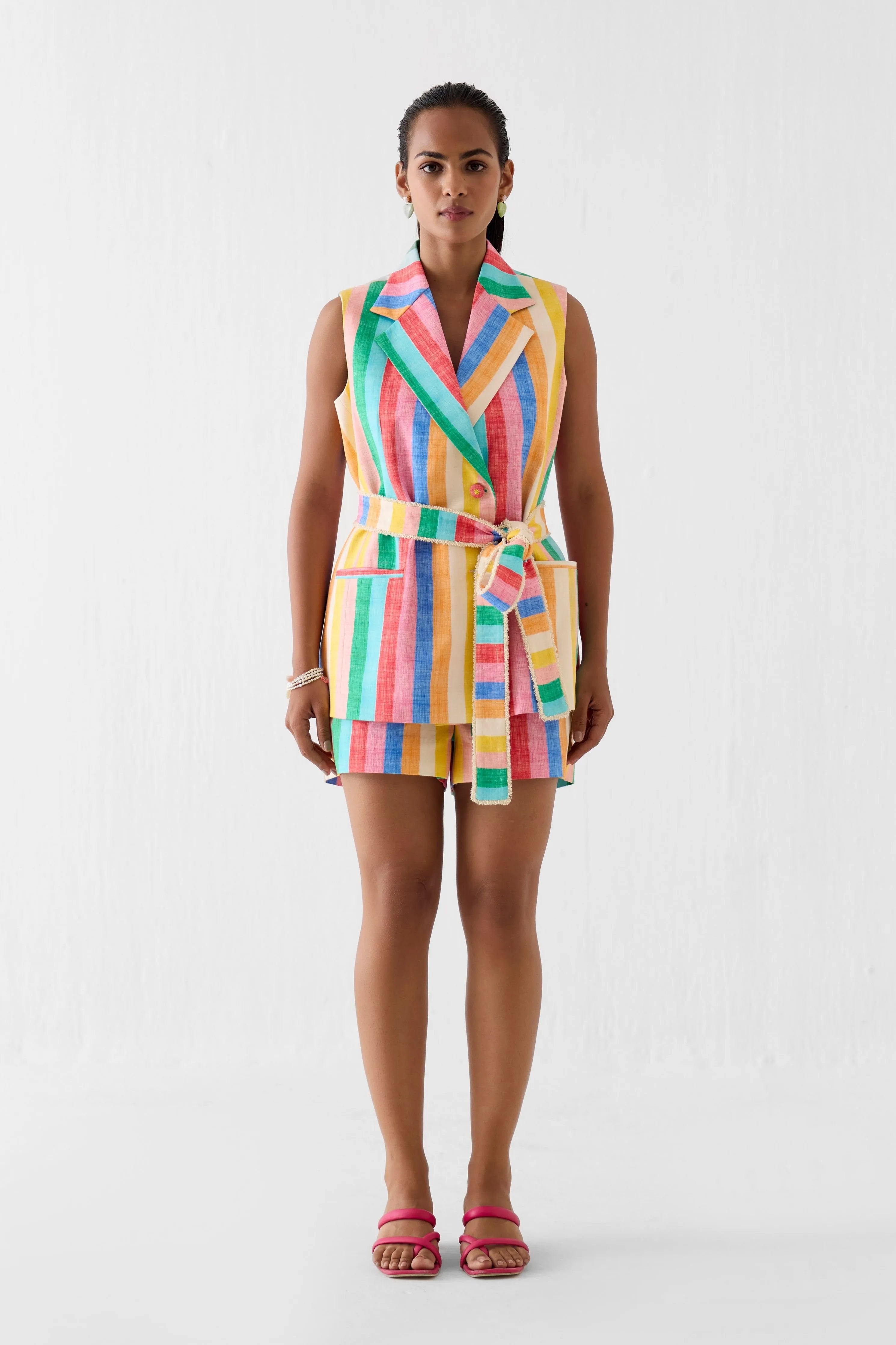 Leher Blazer And Shorts Co-Ord Set