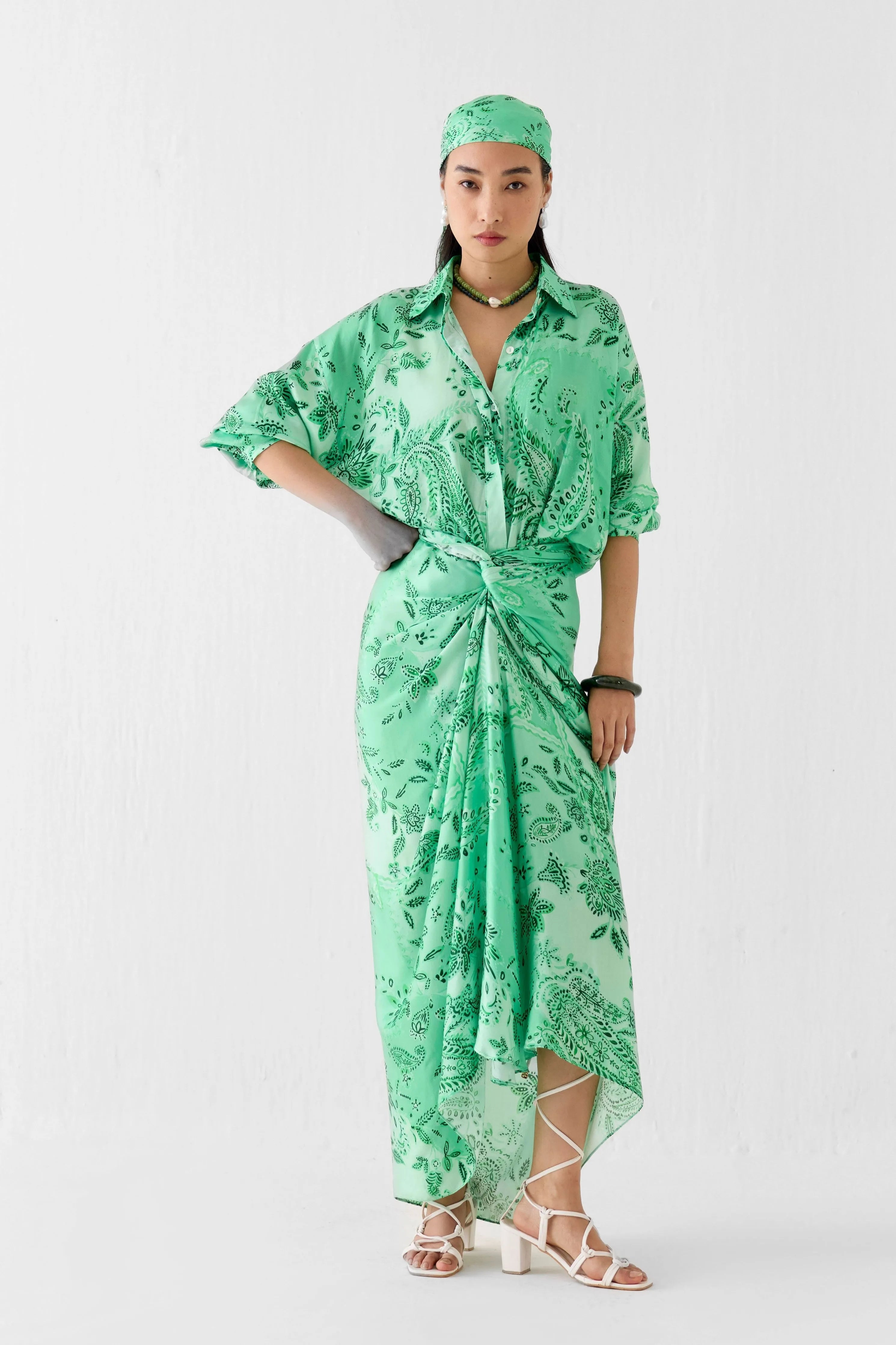 Buta Draped Shirt Dress