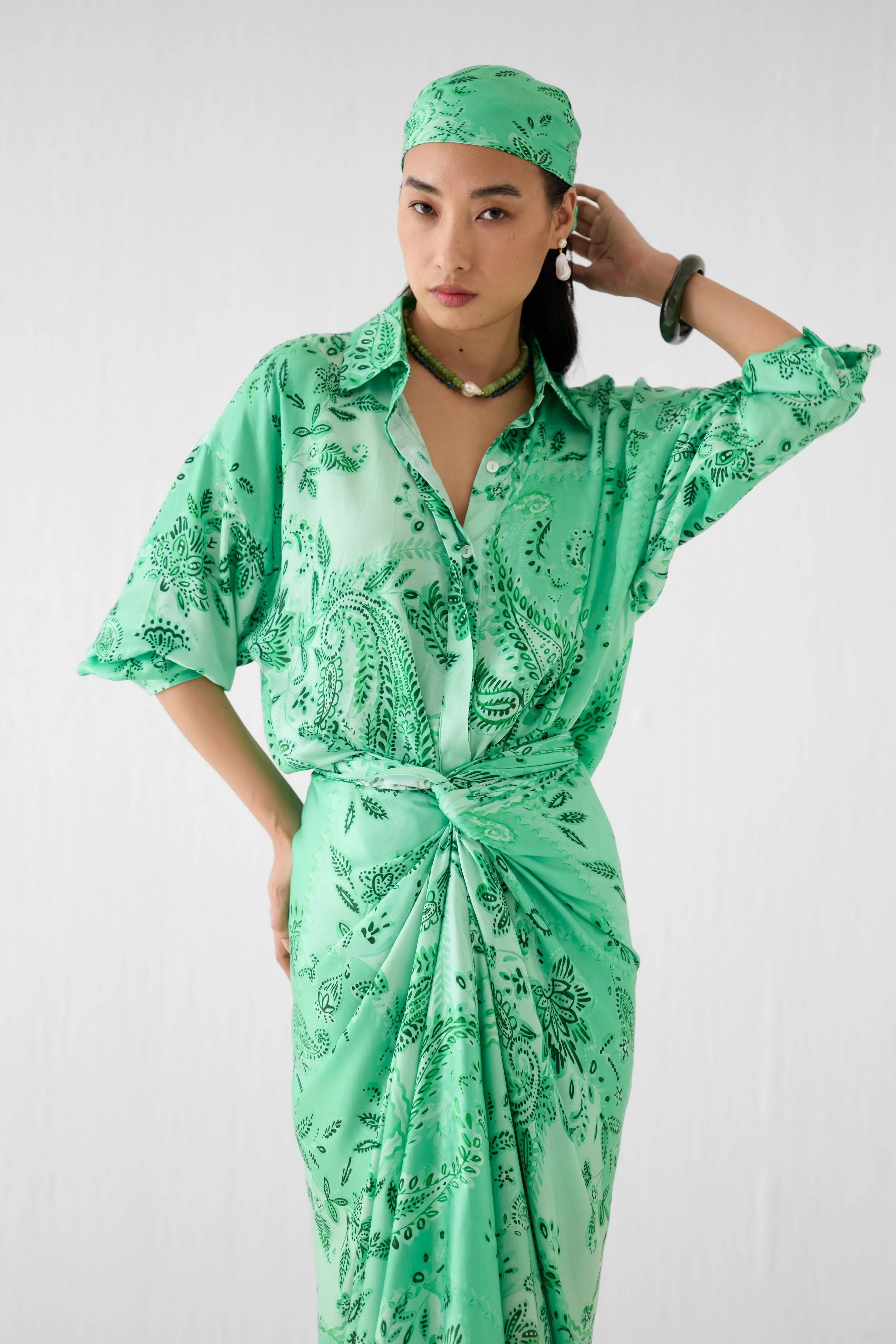 Buta Draped Shirt Dress