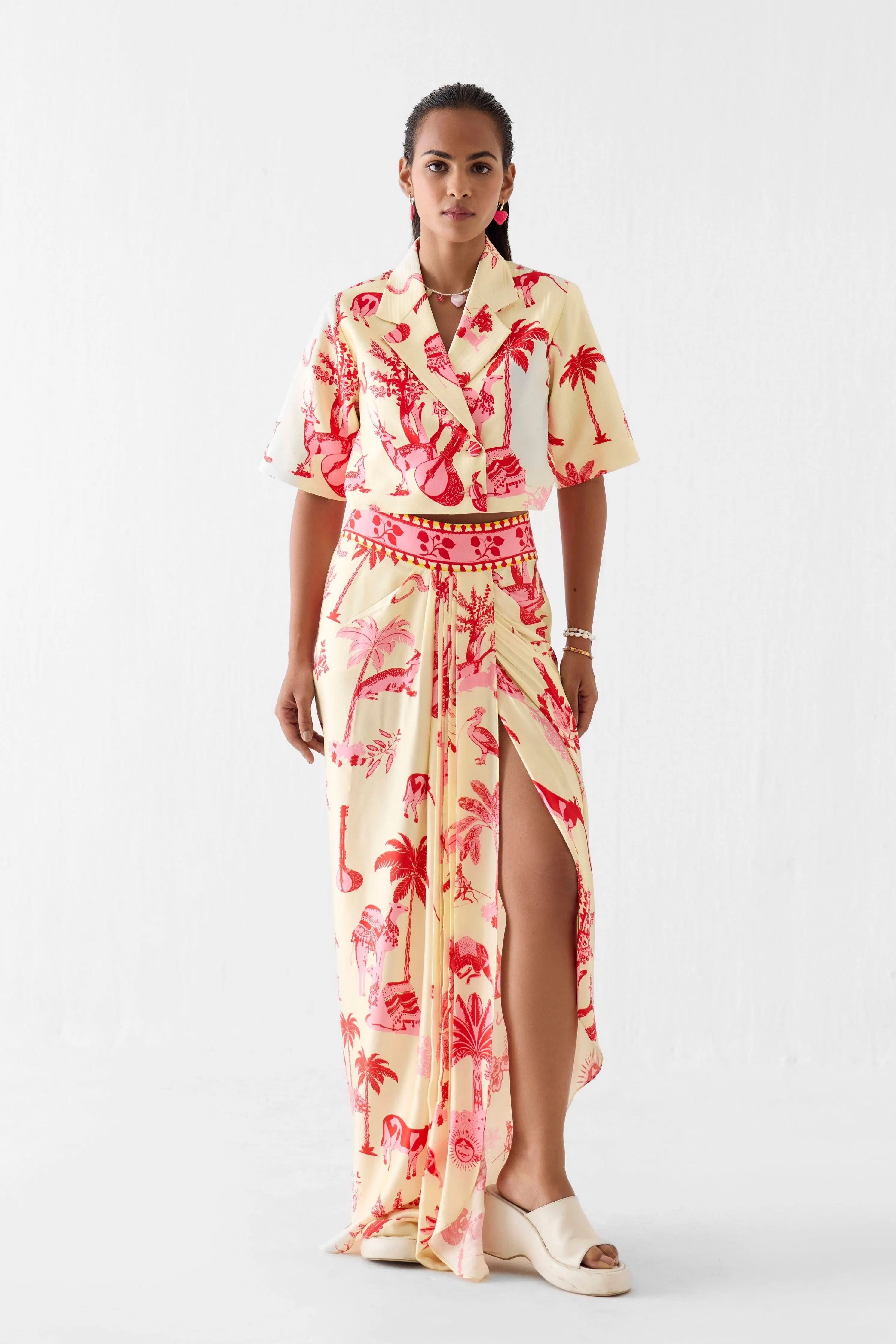 Sawai Crop Blazer And Skirt Co-Ord Set