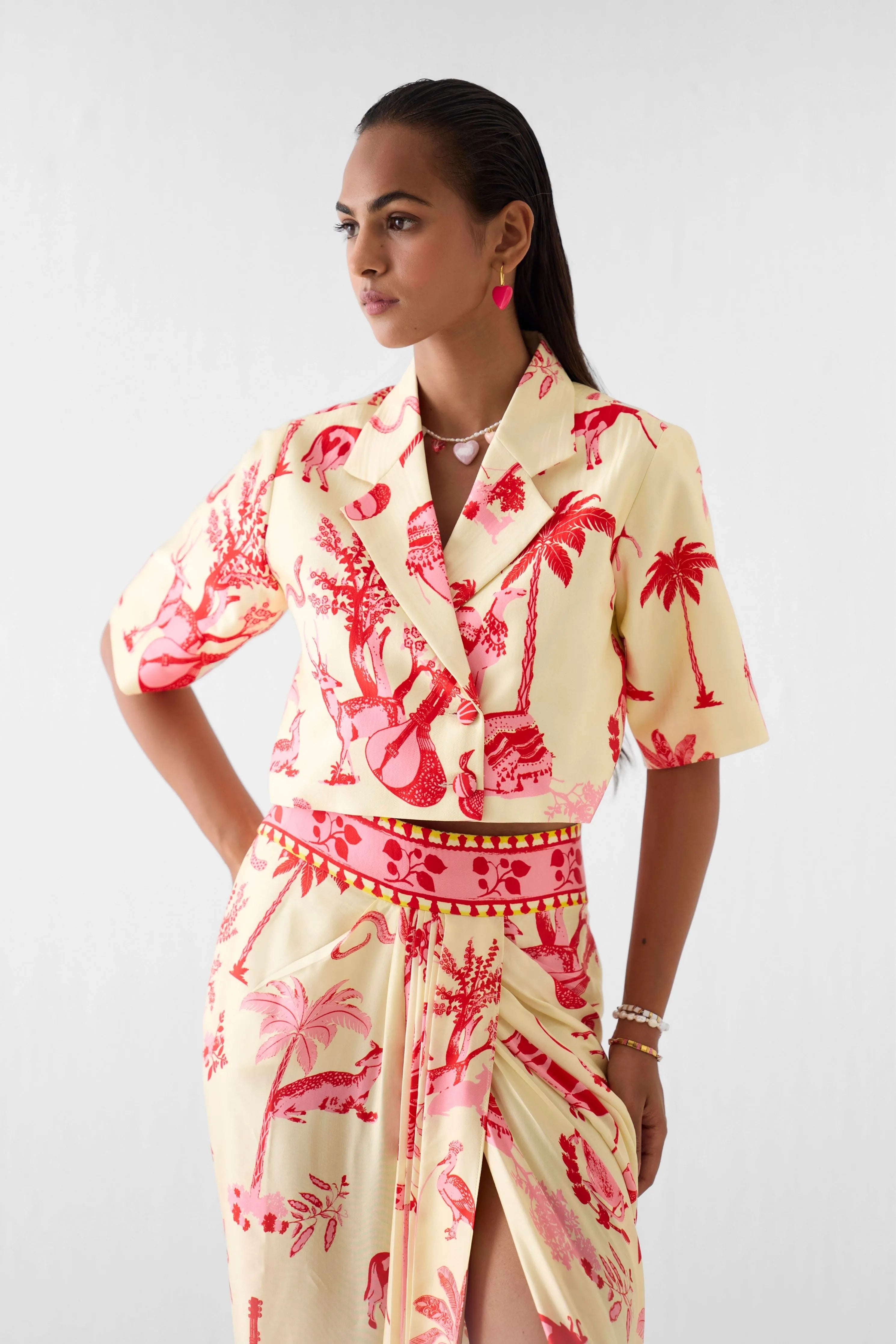 Sawai Crop Blazer And Skirt Co-Ord Set