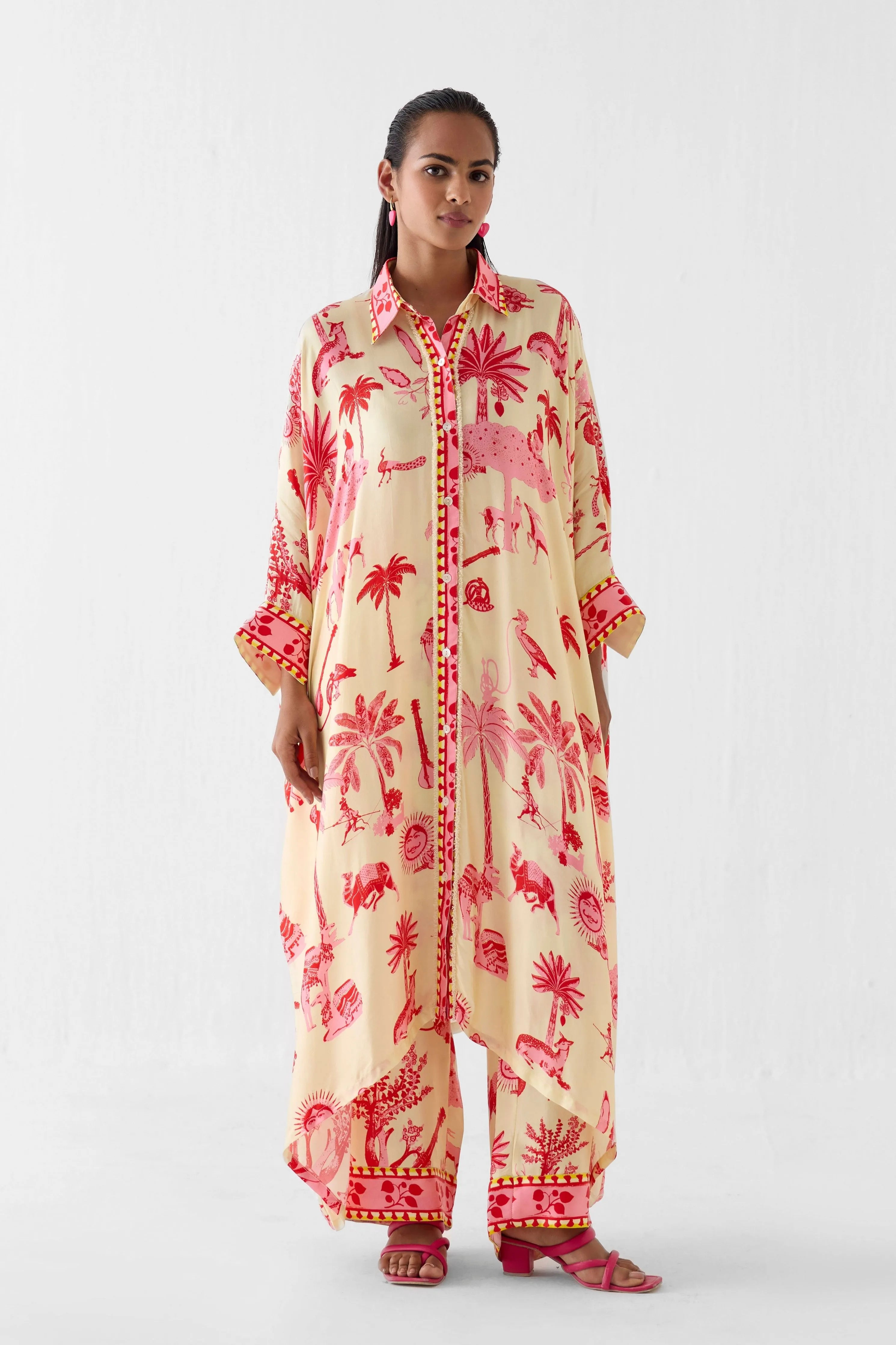 Sawai Front Button Kimono And Pants Co-Ord Set