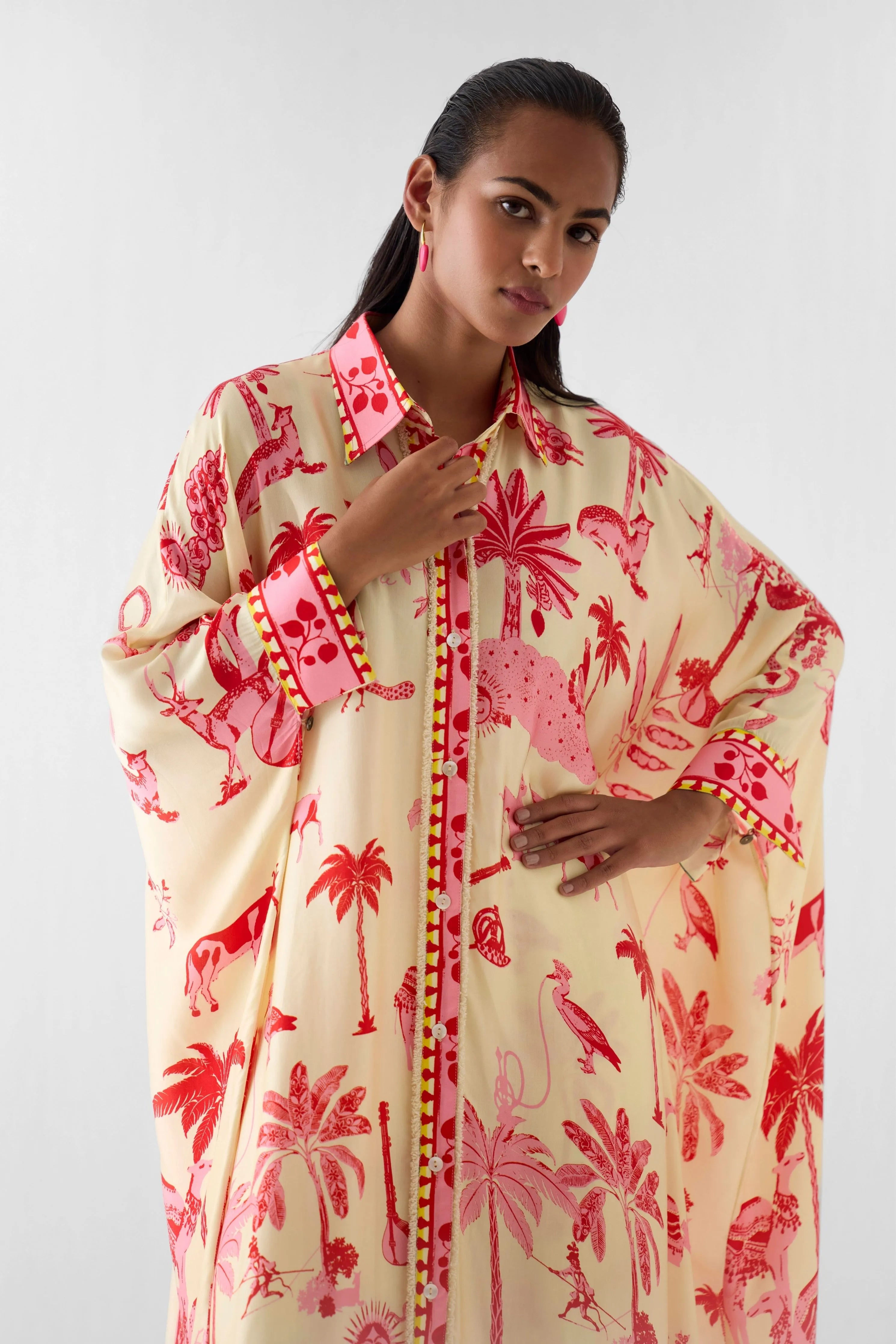 Sawai Front Button Kimono And Pants Co-Ord Set