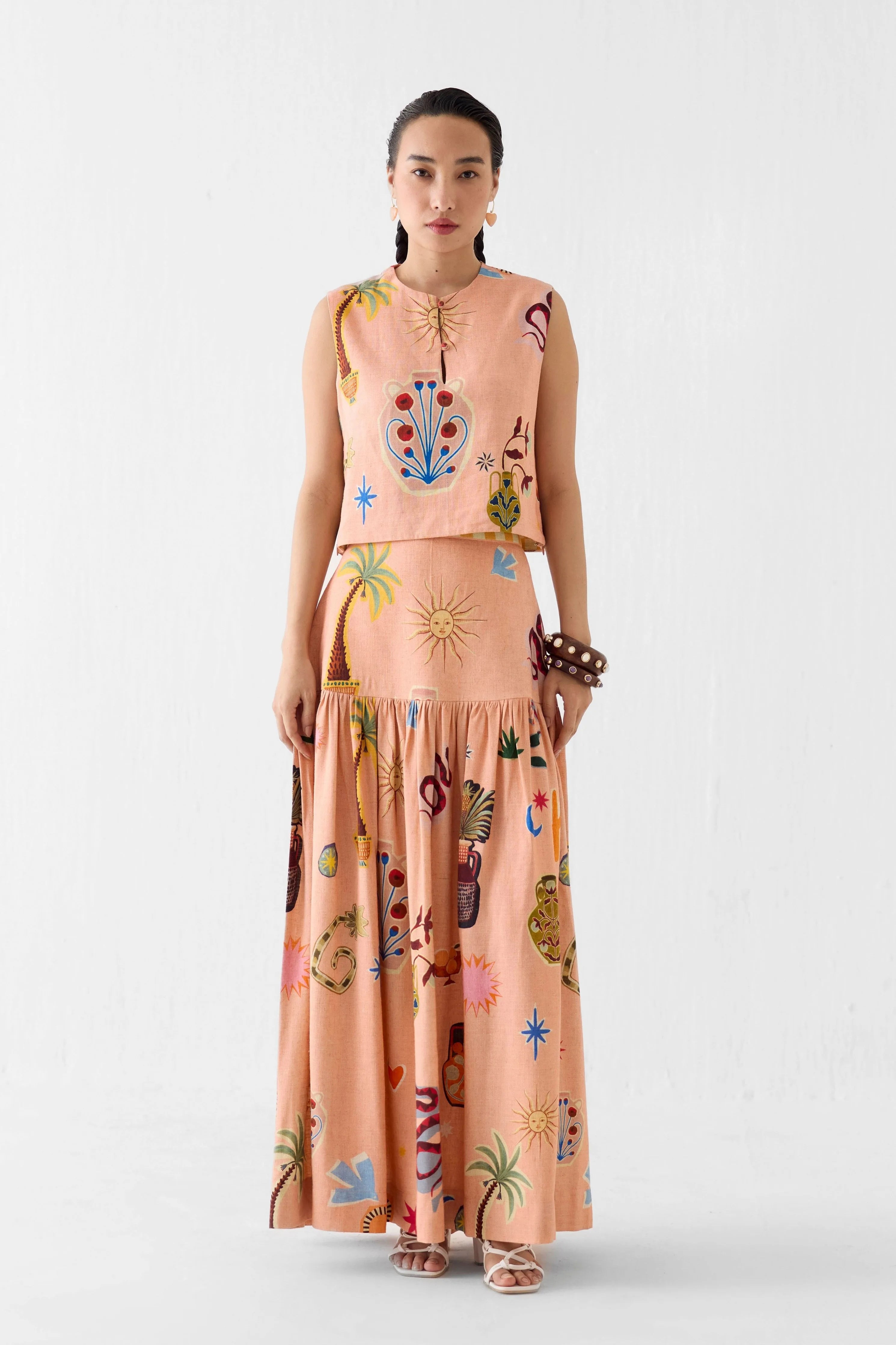 Pottery Crop Top & Gathered Skirt