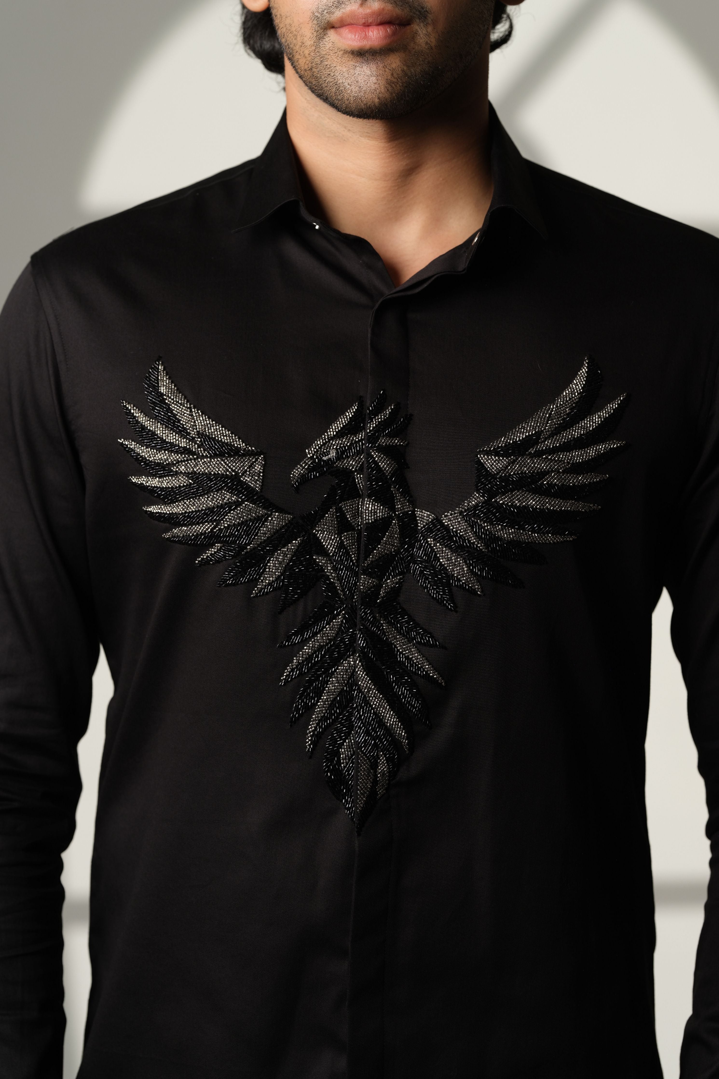 Black Shirt With 3D Pheonix On Center