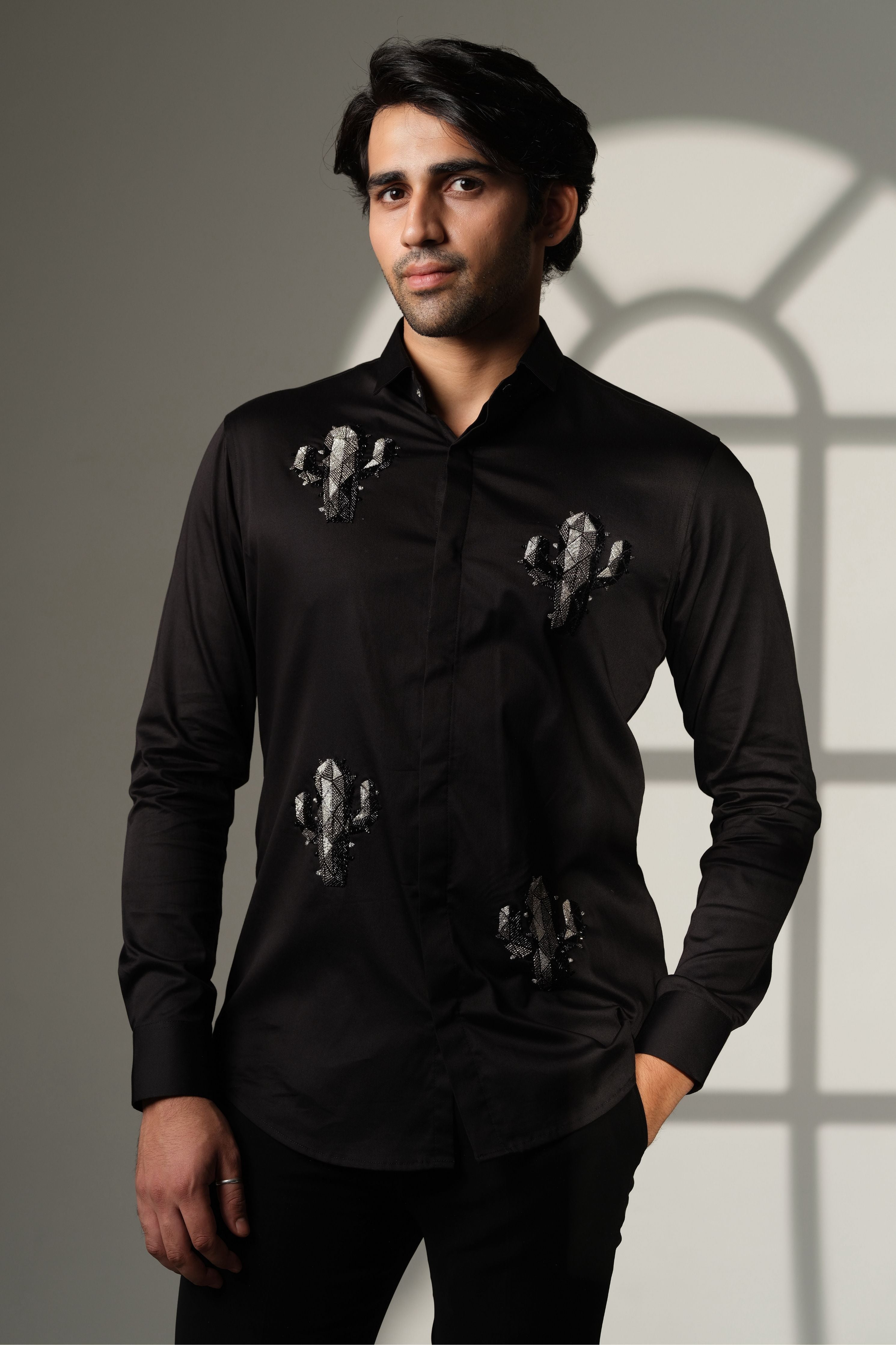 Black Shirt With Cactus Quartet