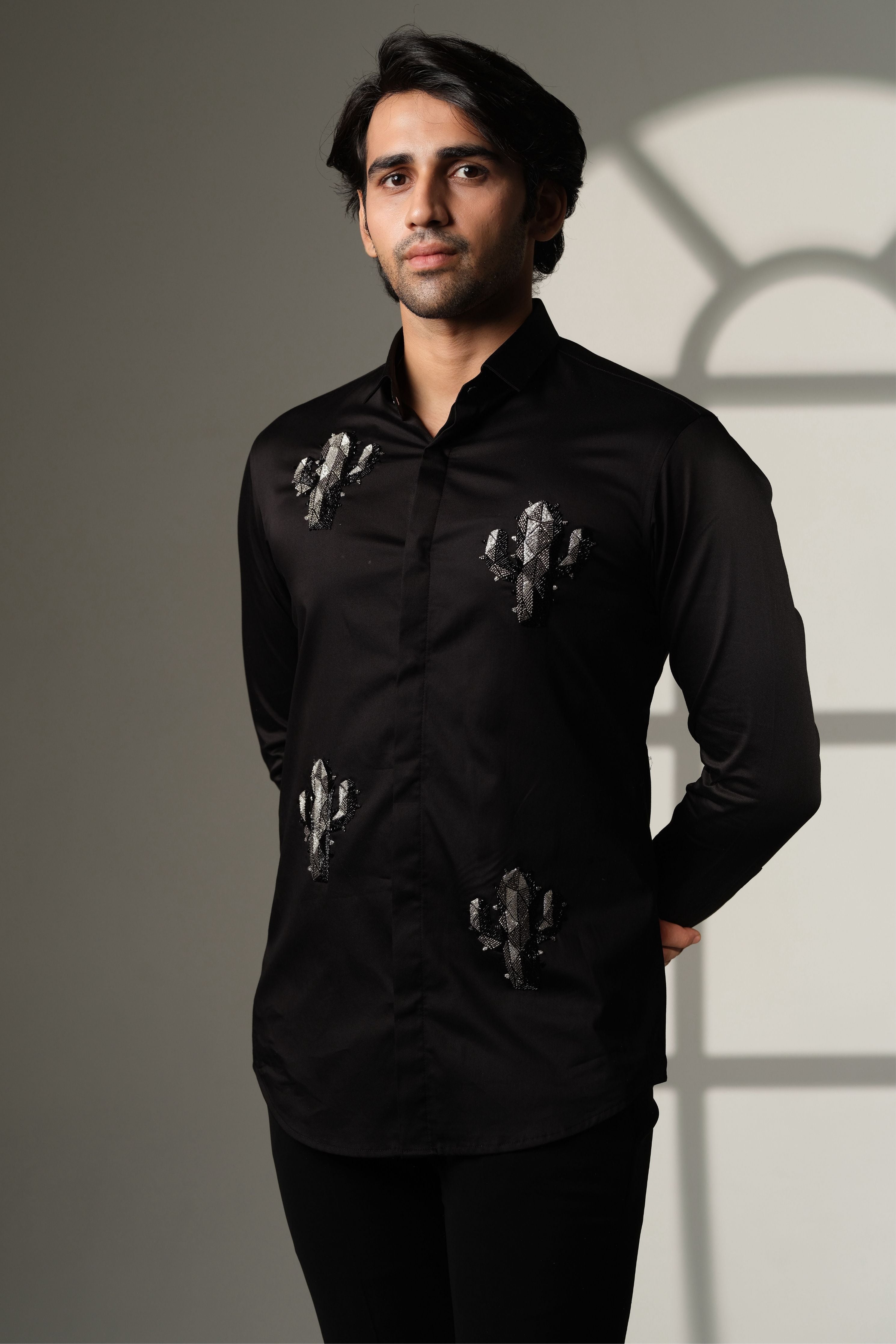 Black Shirt With Cactus Quartet