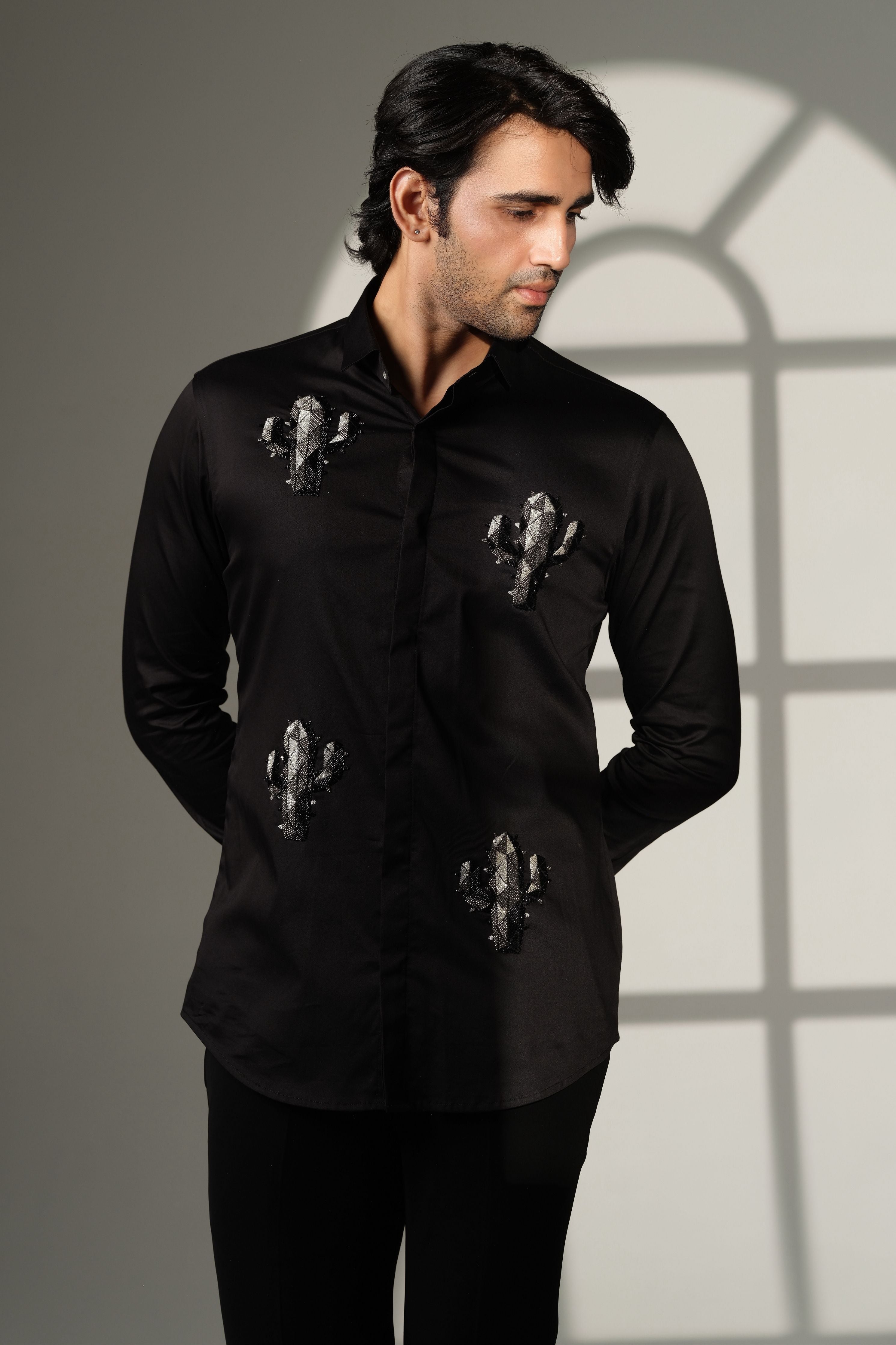 Black Shirt With Cactus Quartet