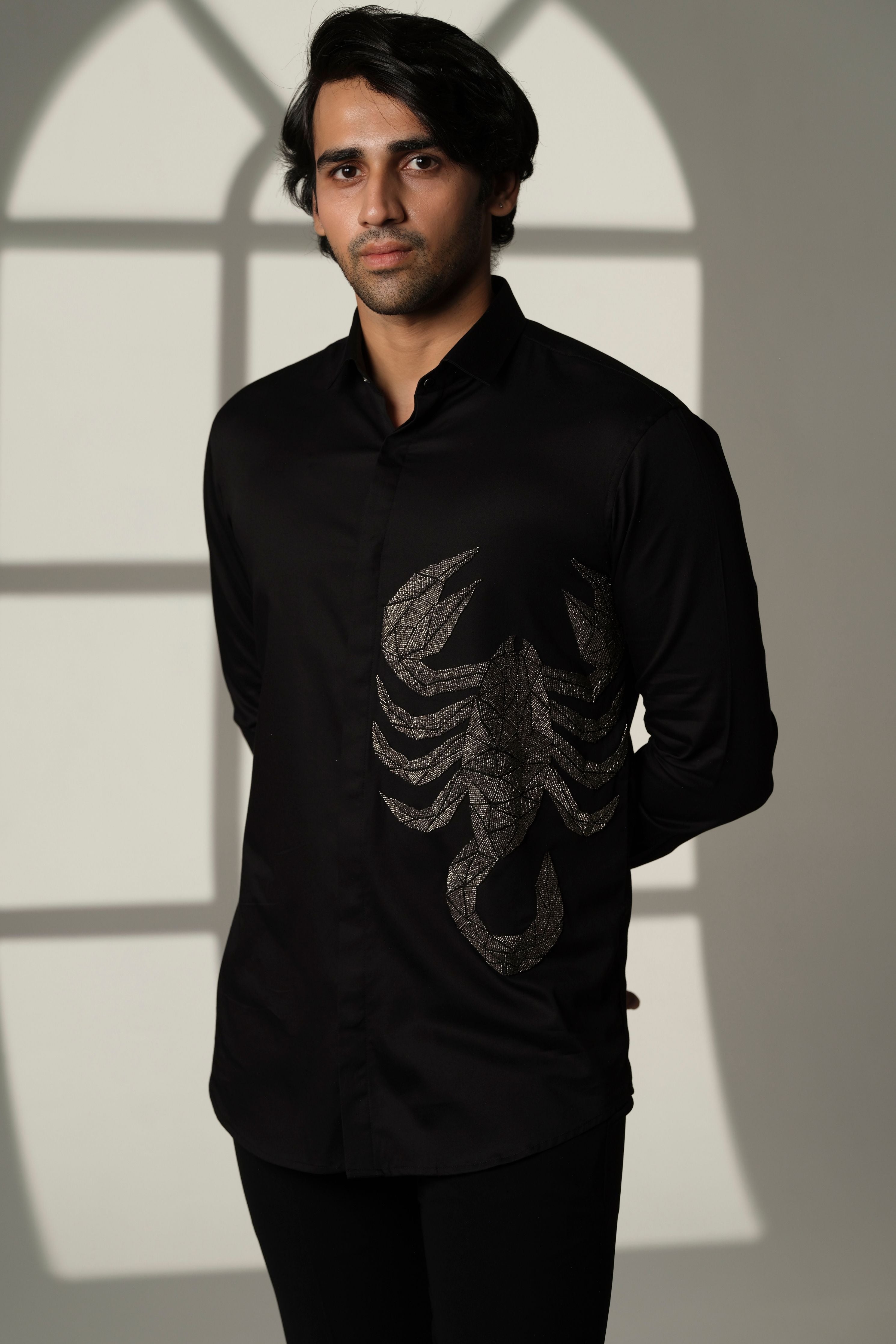 Black Shirt With Gun Metal  Scorpion