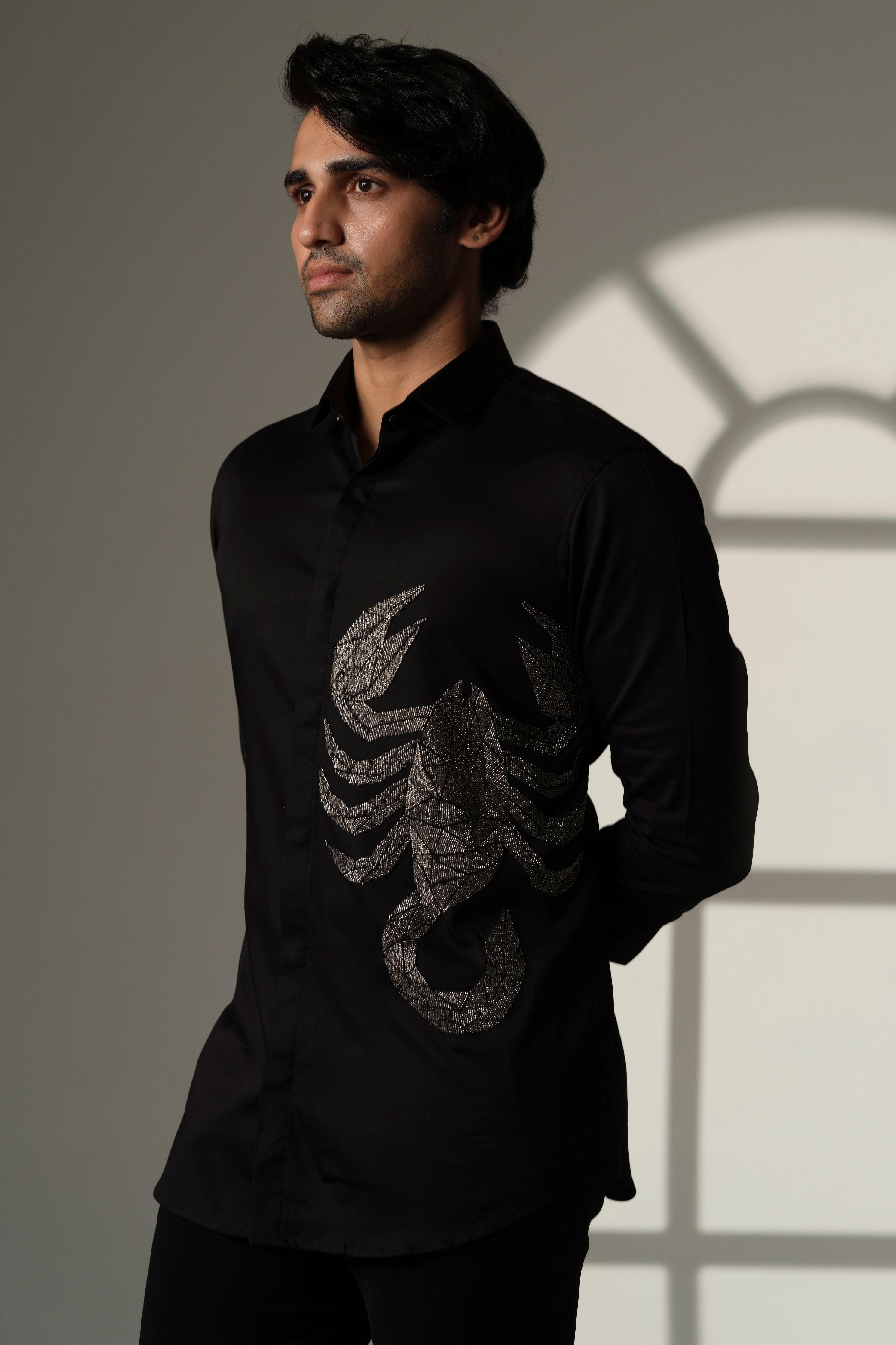 Black Shirt With Gun Metal  Scorpion