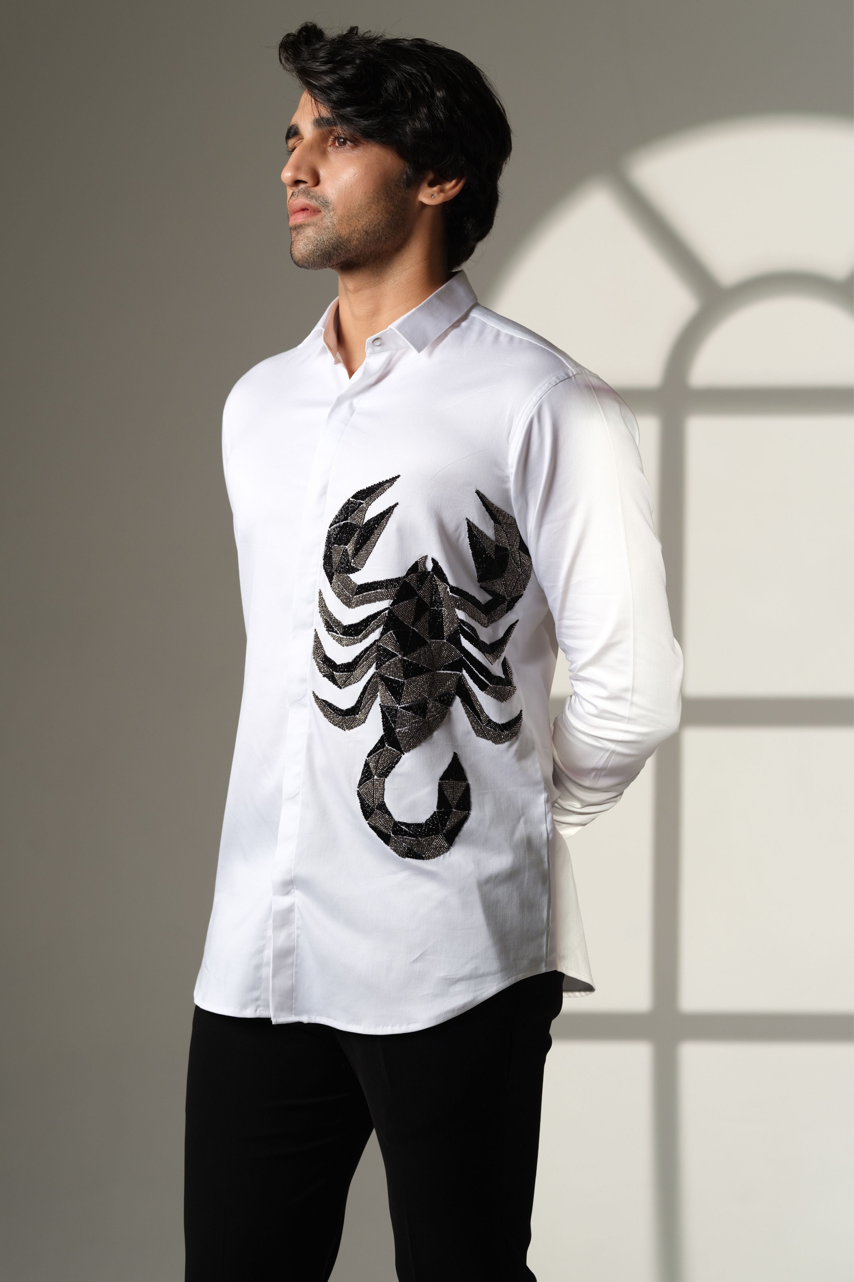 White Shirt With 3D Scorpion