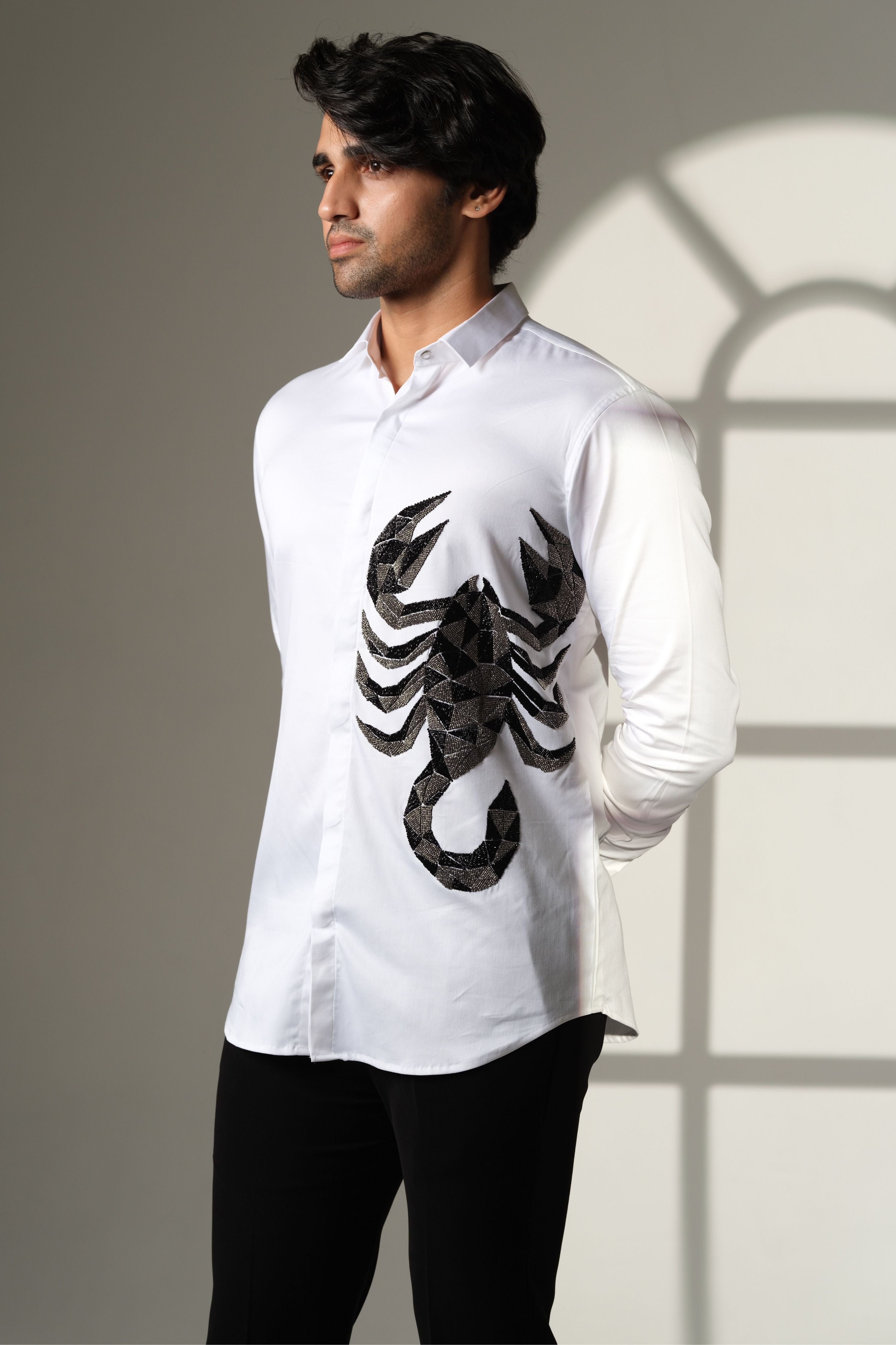 White Shirt With 3D Scorpion
