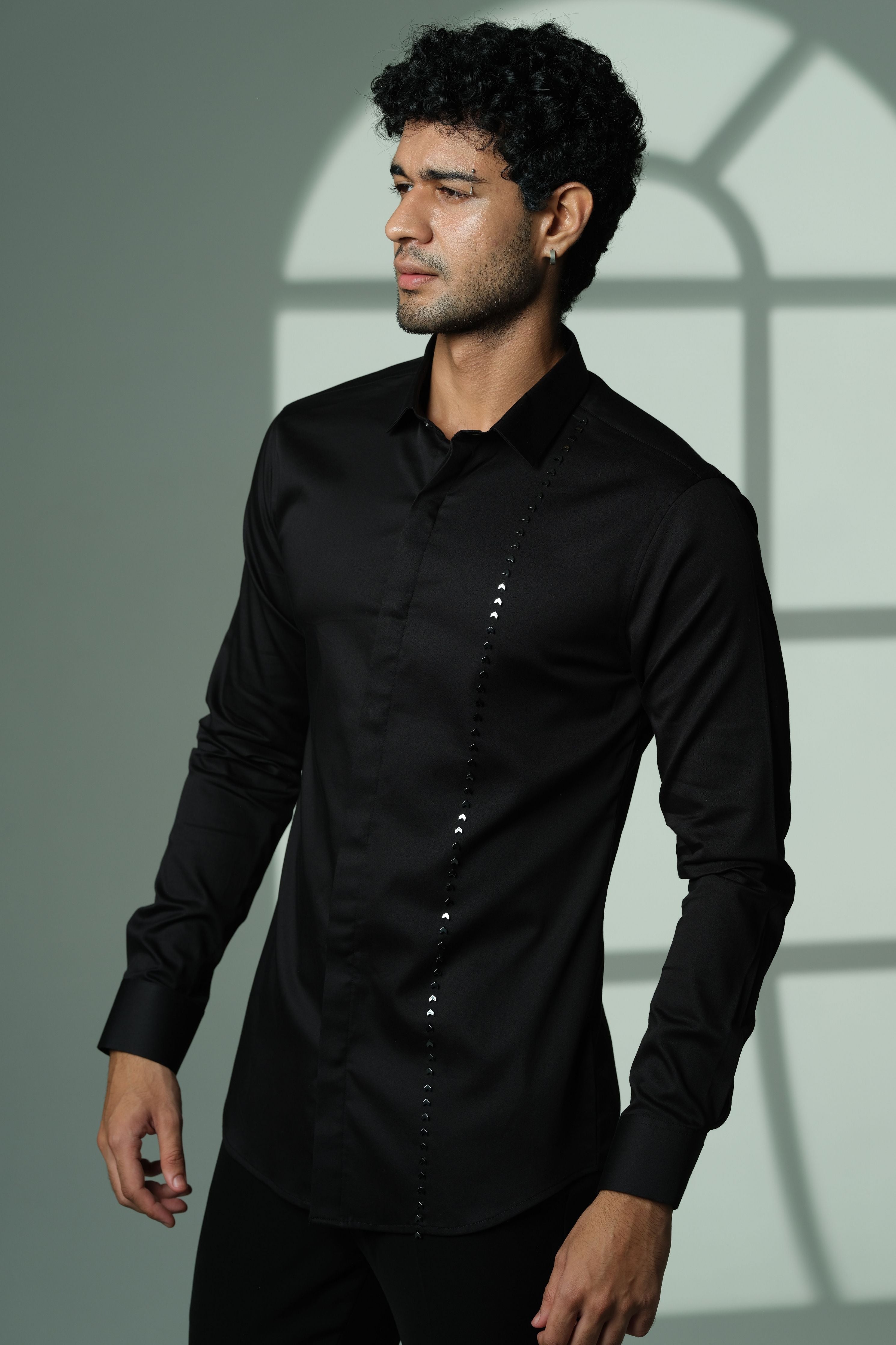 Black Shirt With Single Arrow Lines
