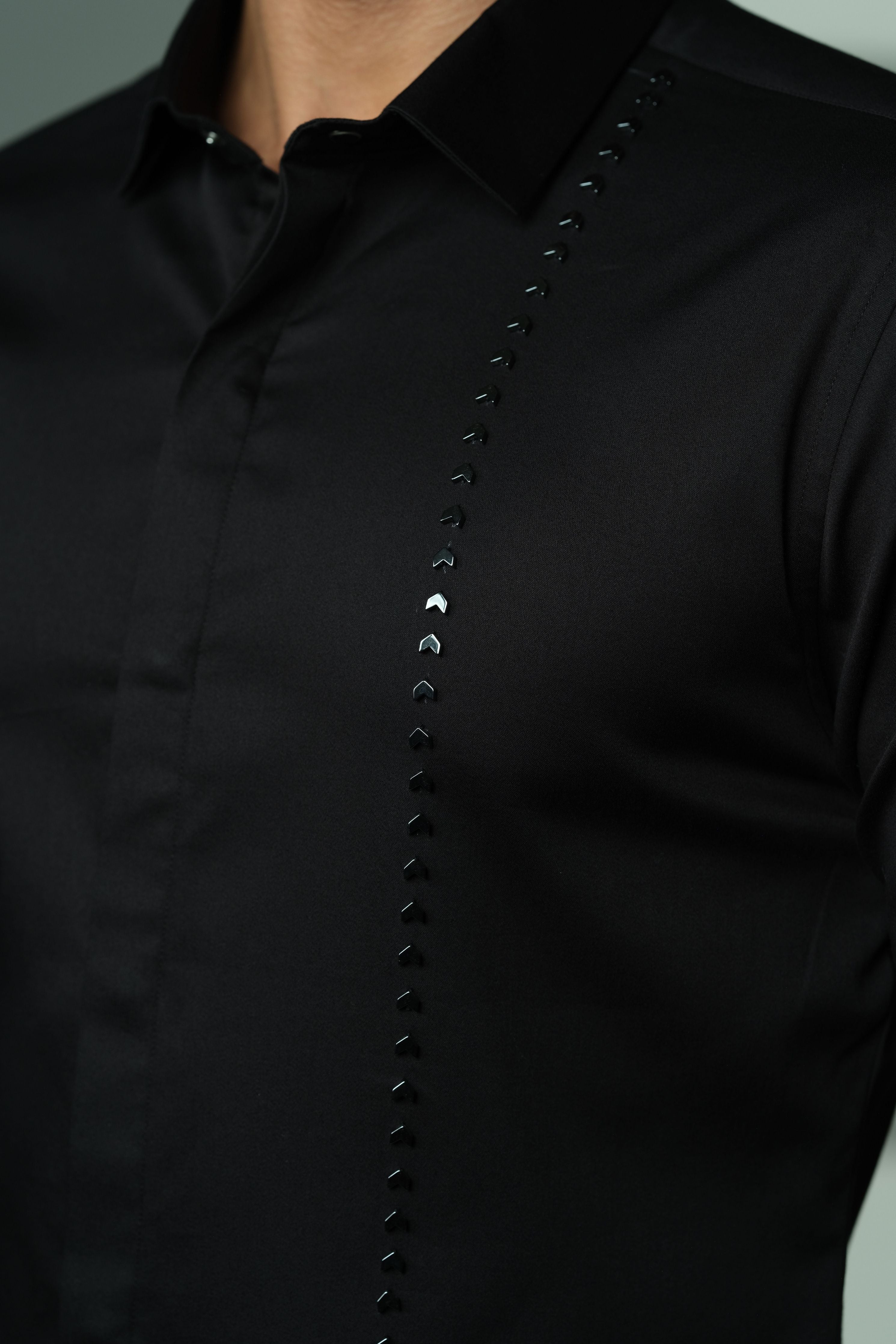 Black Shirt With Single Arrow Lines
