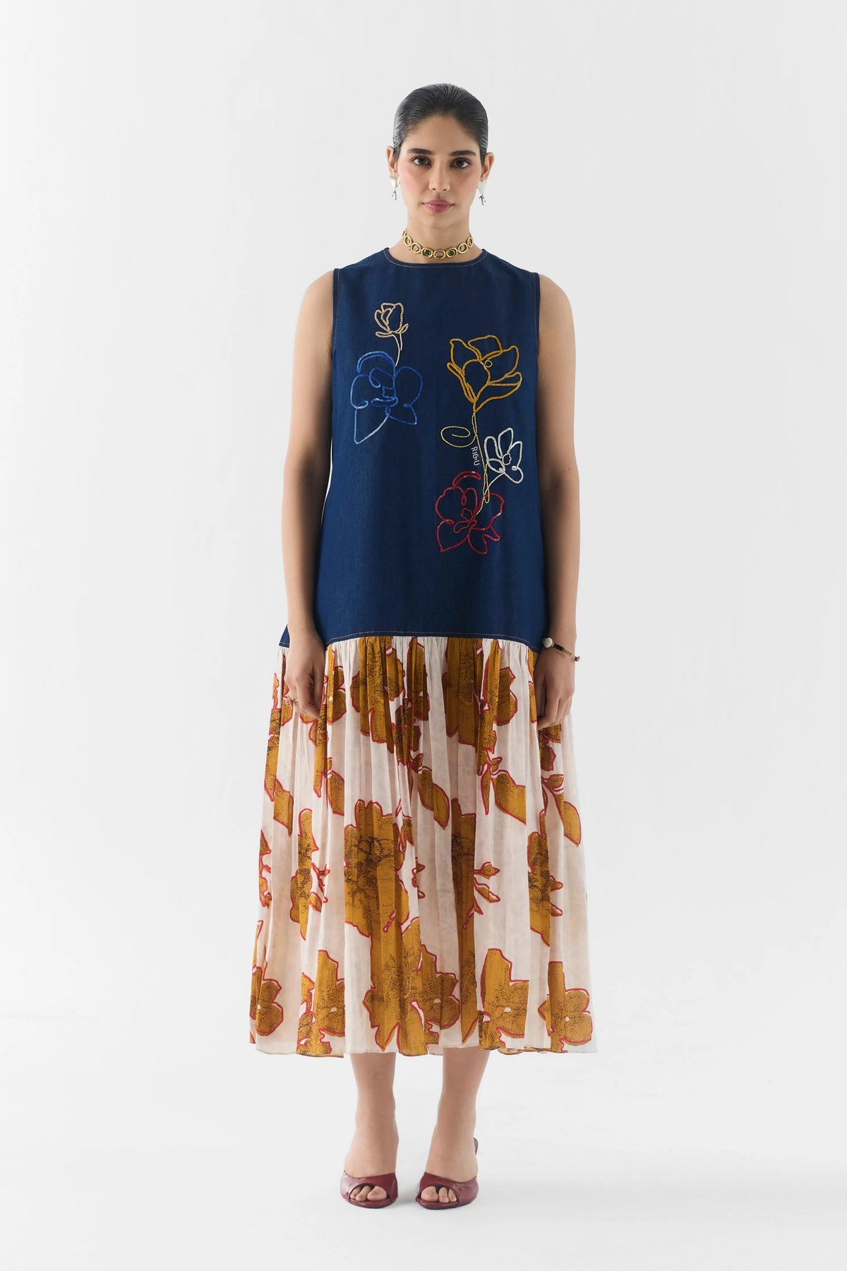 Elara Denim A-Line Dress