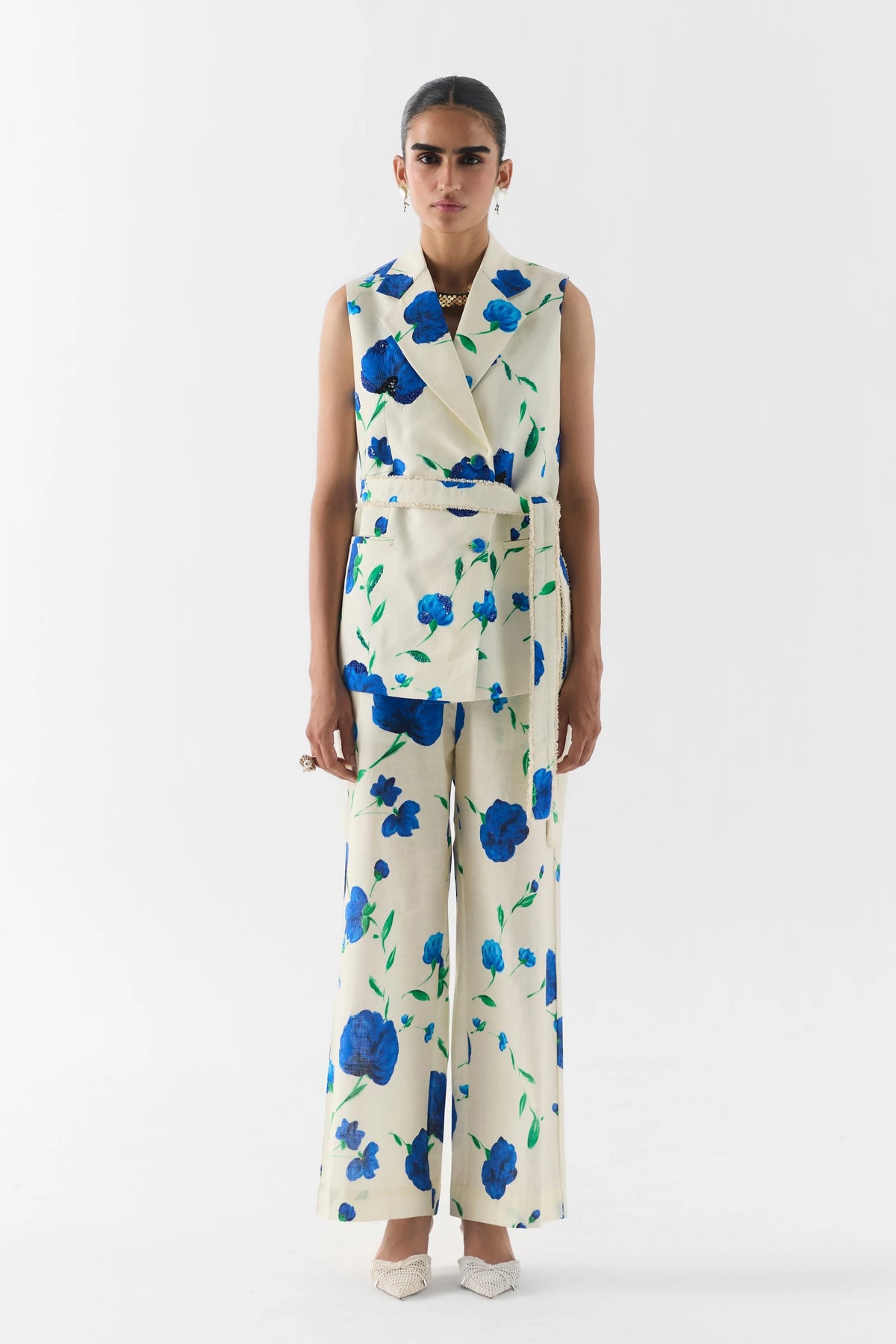 Moss Rose Sleeveless Blazer & Pants