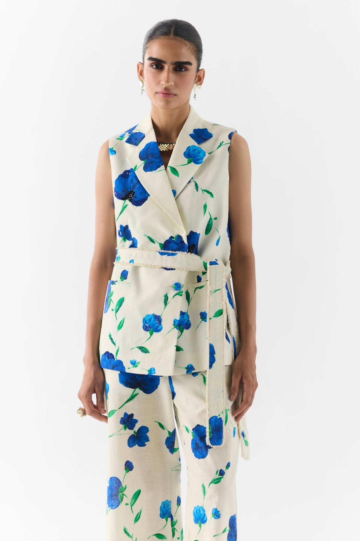 Moss Rose Sleeveless Blazer & Pants