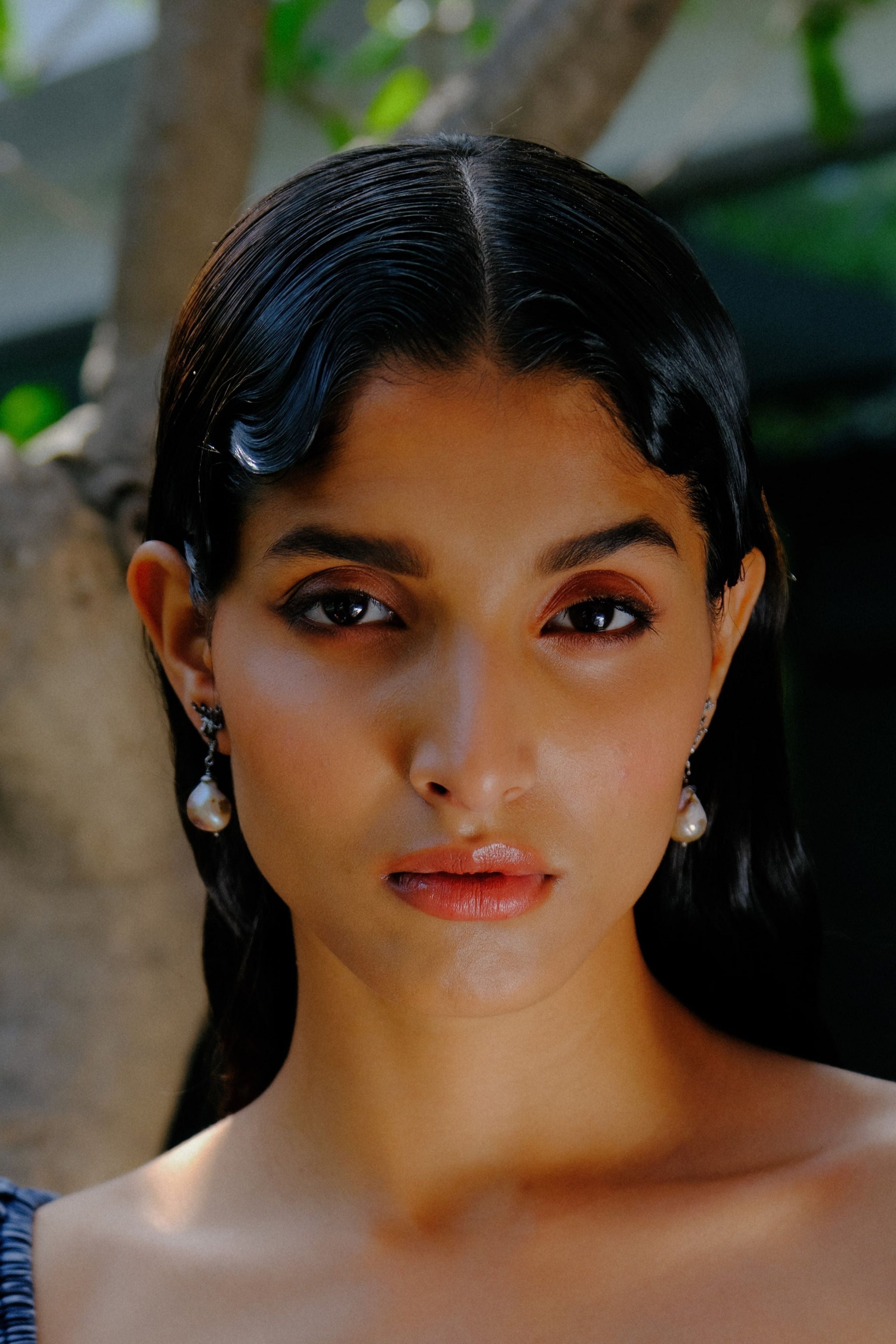 Seafloor  Black Coralline Pearl Drop Earrings