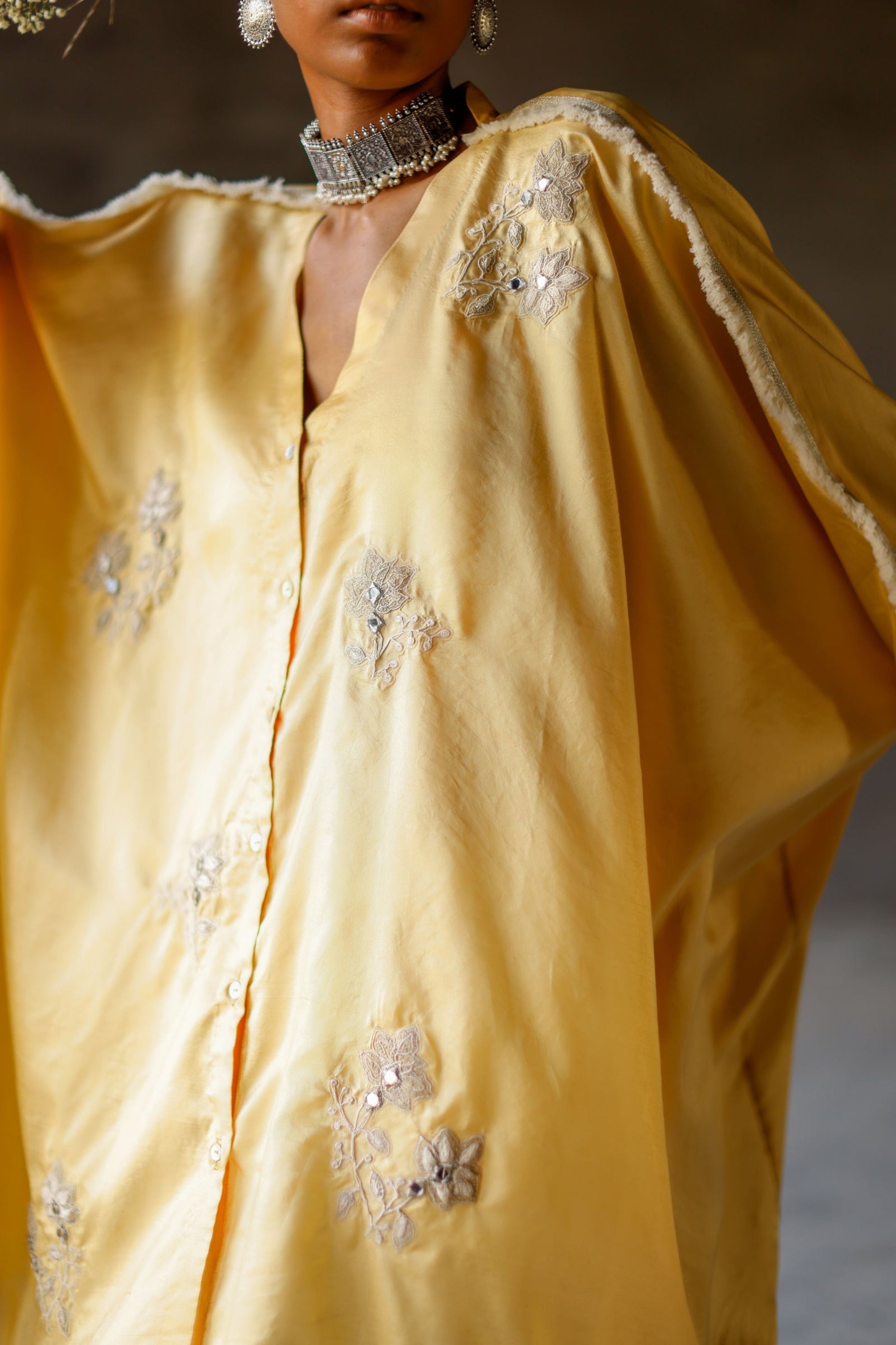 Yellow Roli Silk Kameez Set