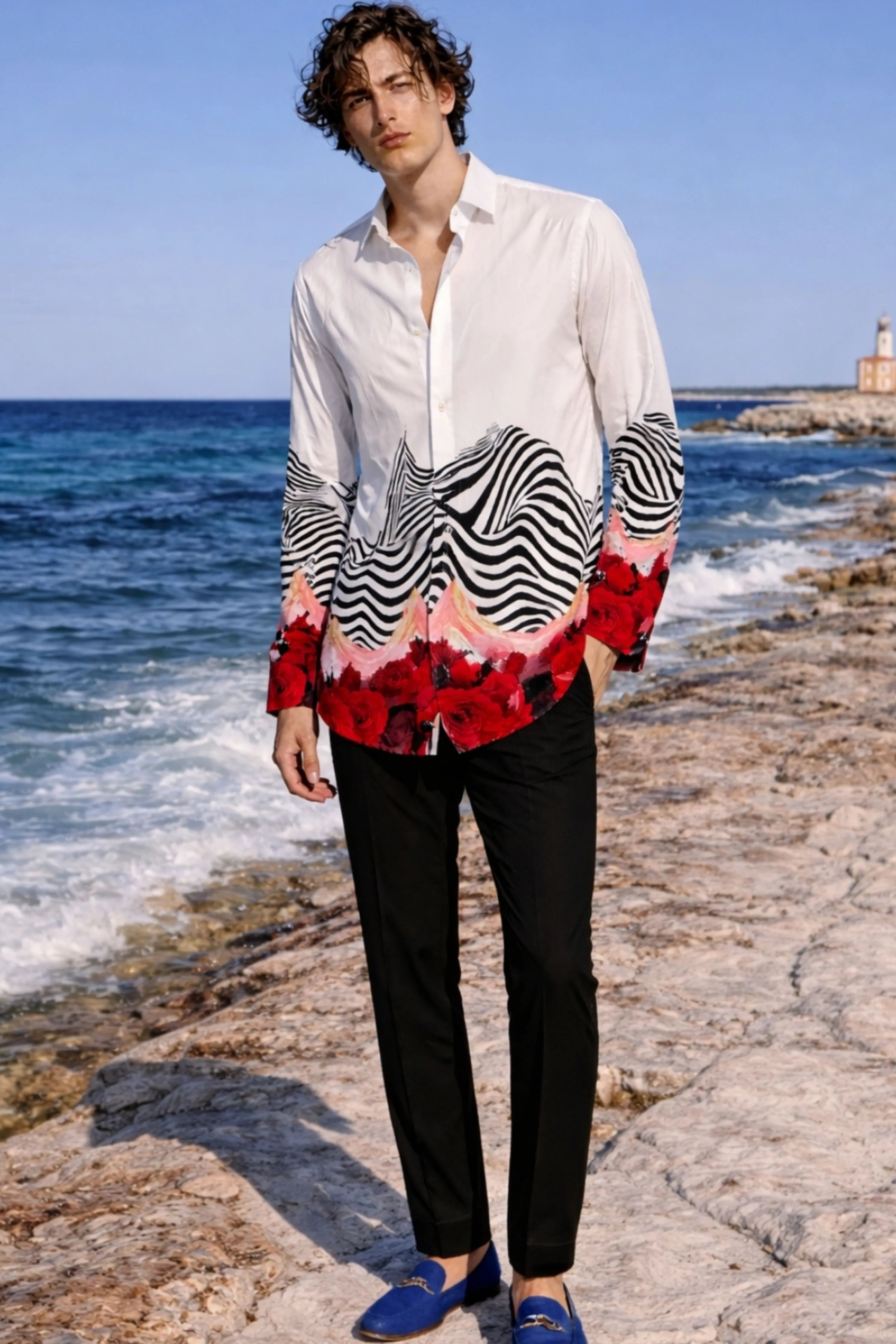 White Wave Printed Shirt