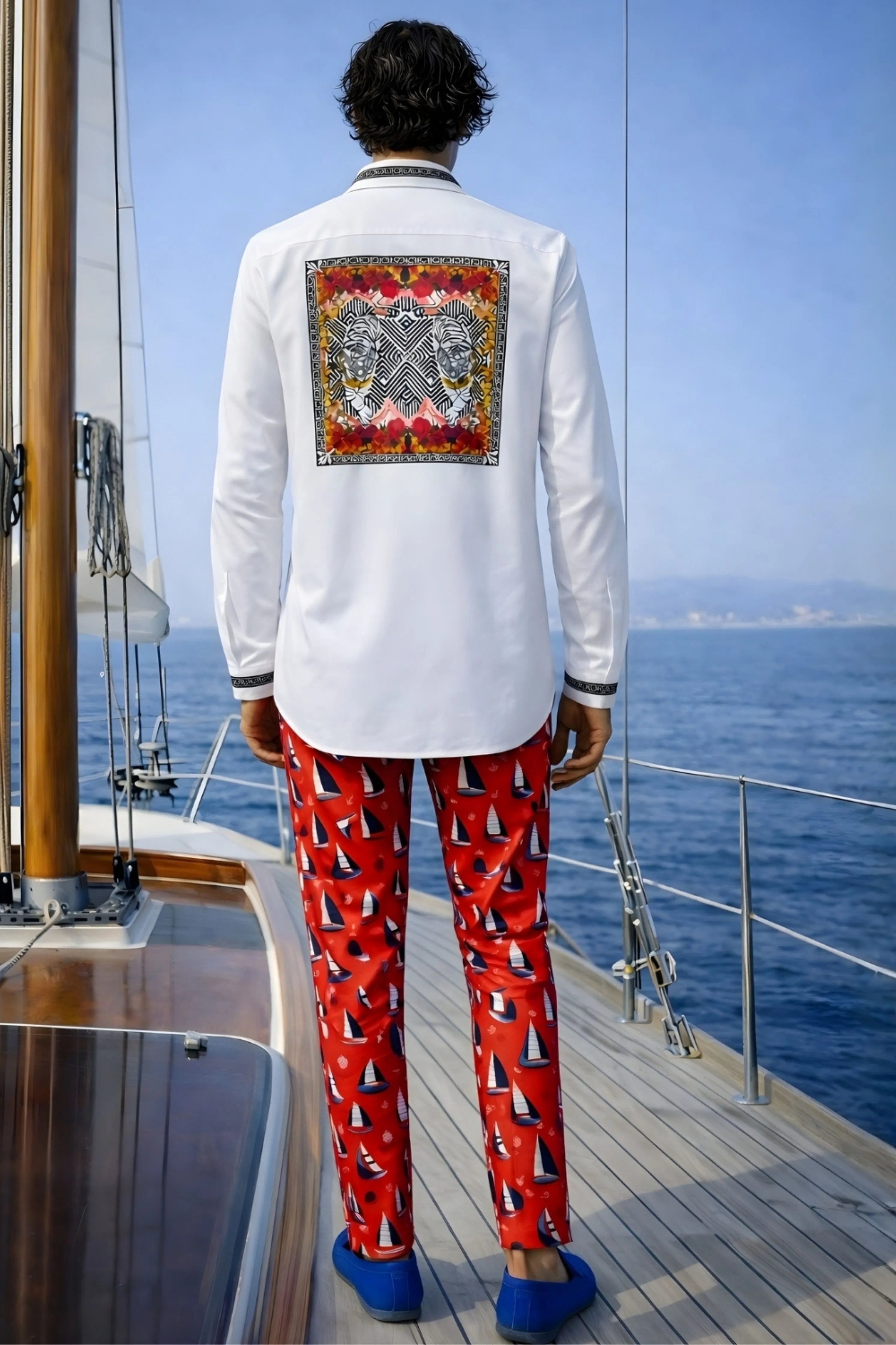 WavTiger White Printed Shirt