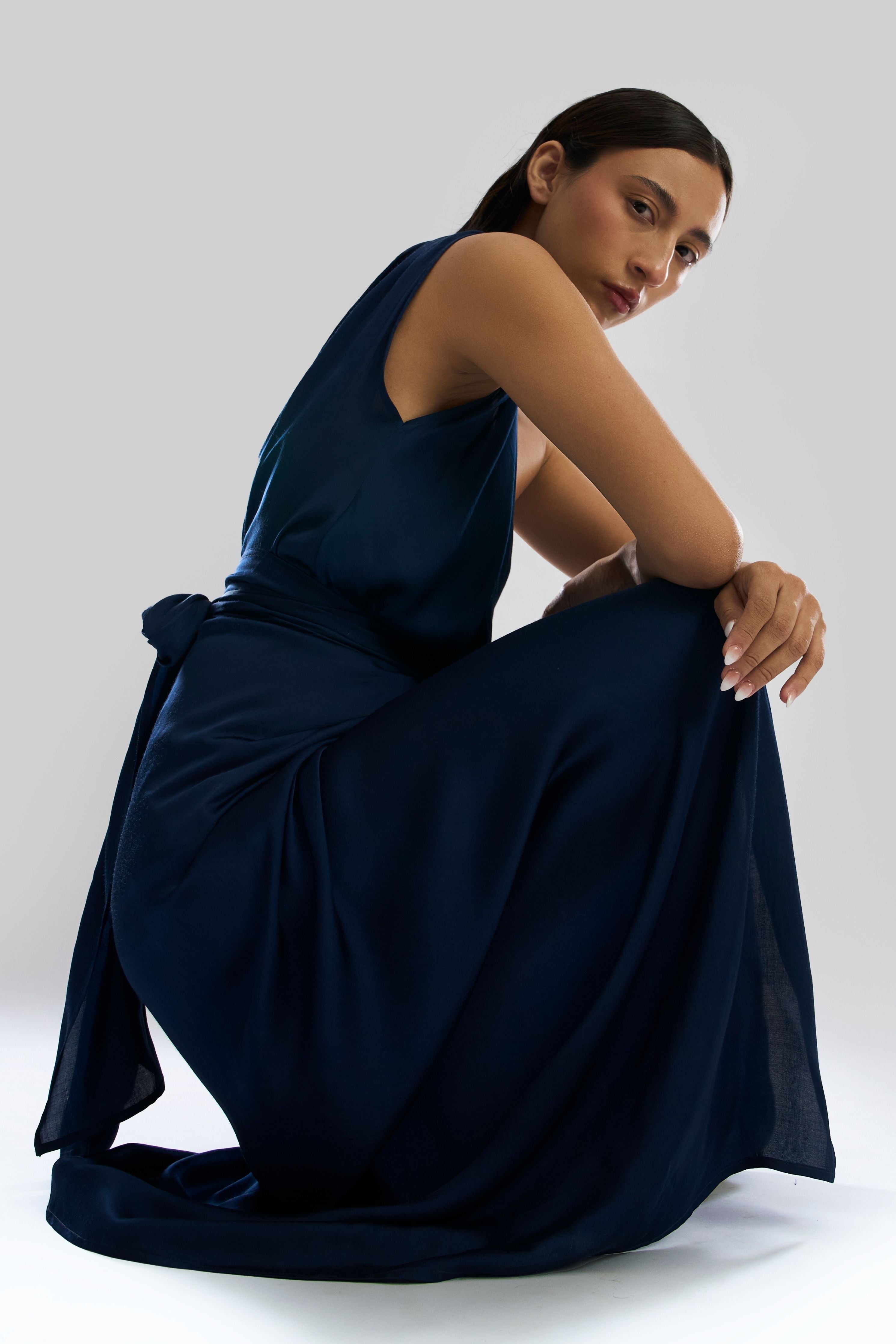Deep Water Drape Sarong Dress